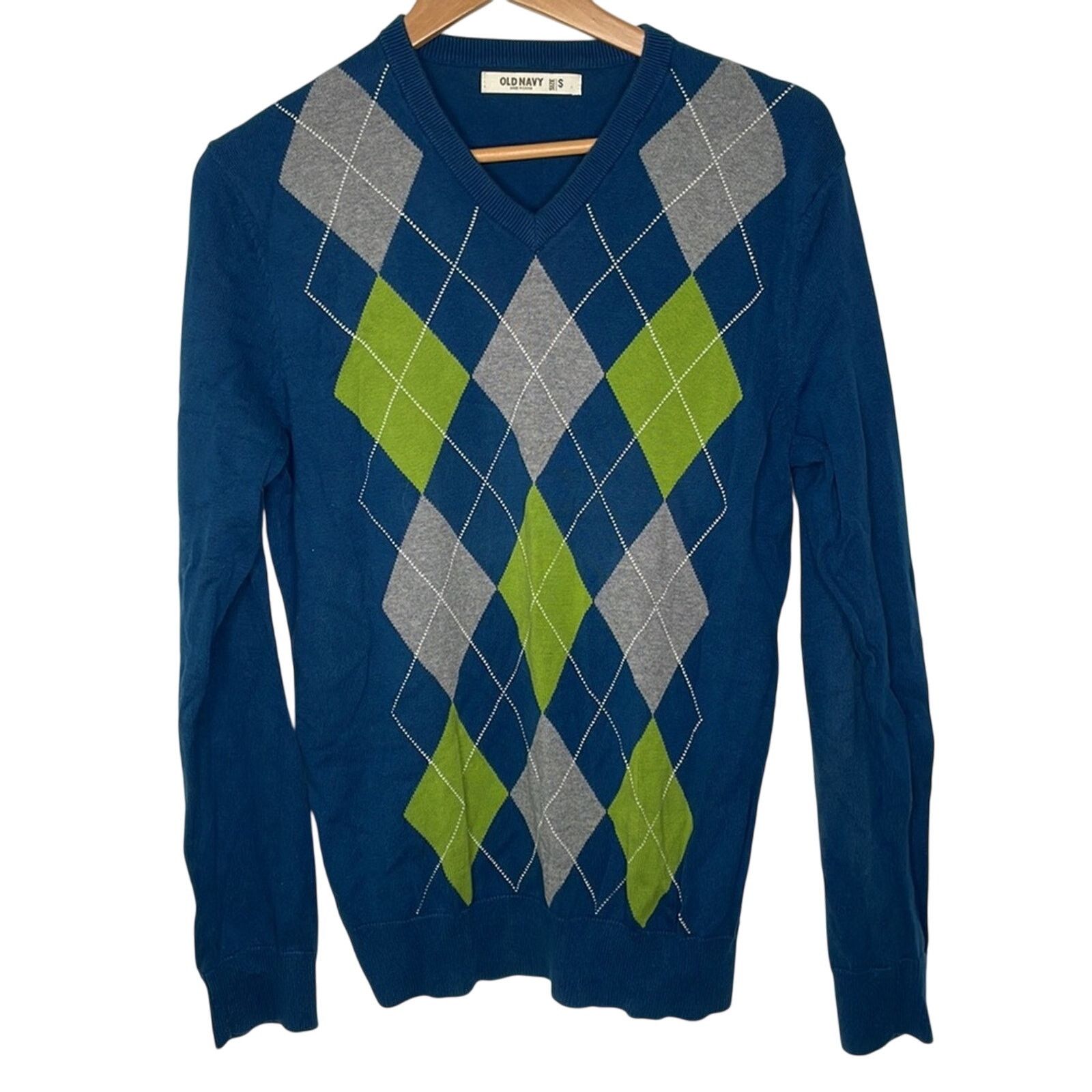 Old Navy Old Navy Argyle Cotton Sweater Size US S / EU 44-46 / 1 - 1 Thumbnail