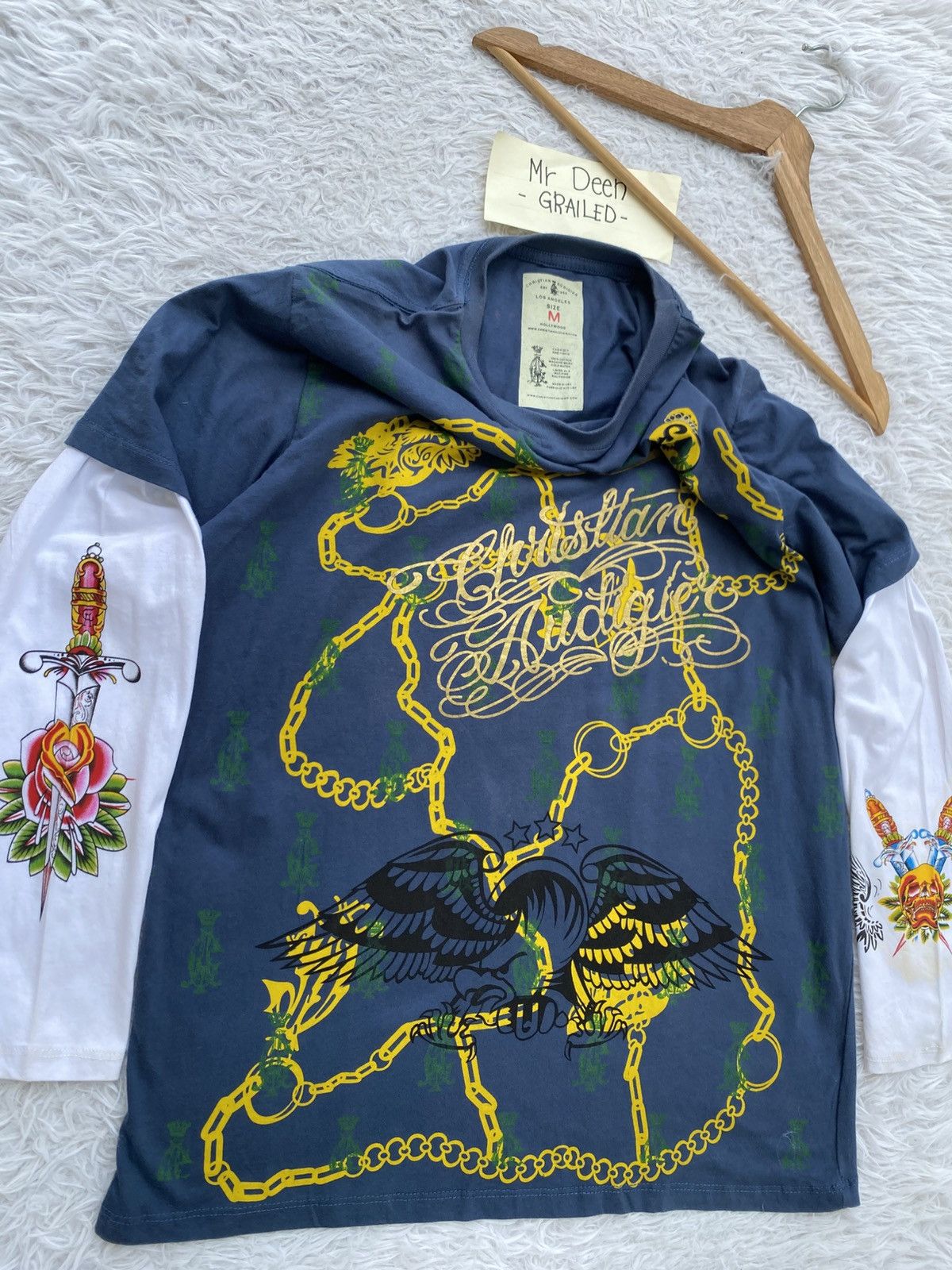 Christian Audigier Christian Audigier Men's M Long Sleeve Graphic Skull Tee Size US M / EU 48-50 / 2 - 11 Thumbnail