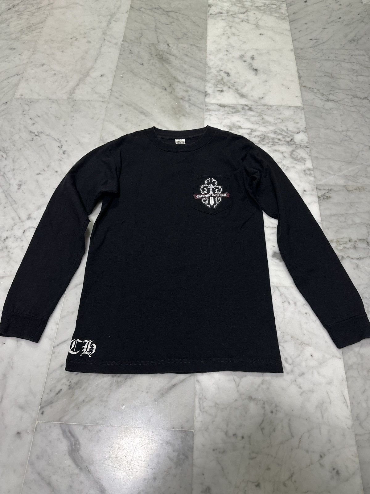 image of Chrome Hearts Dagger Long Sleeved in Black, Men's (Size Small)