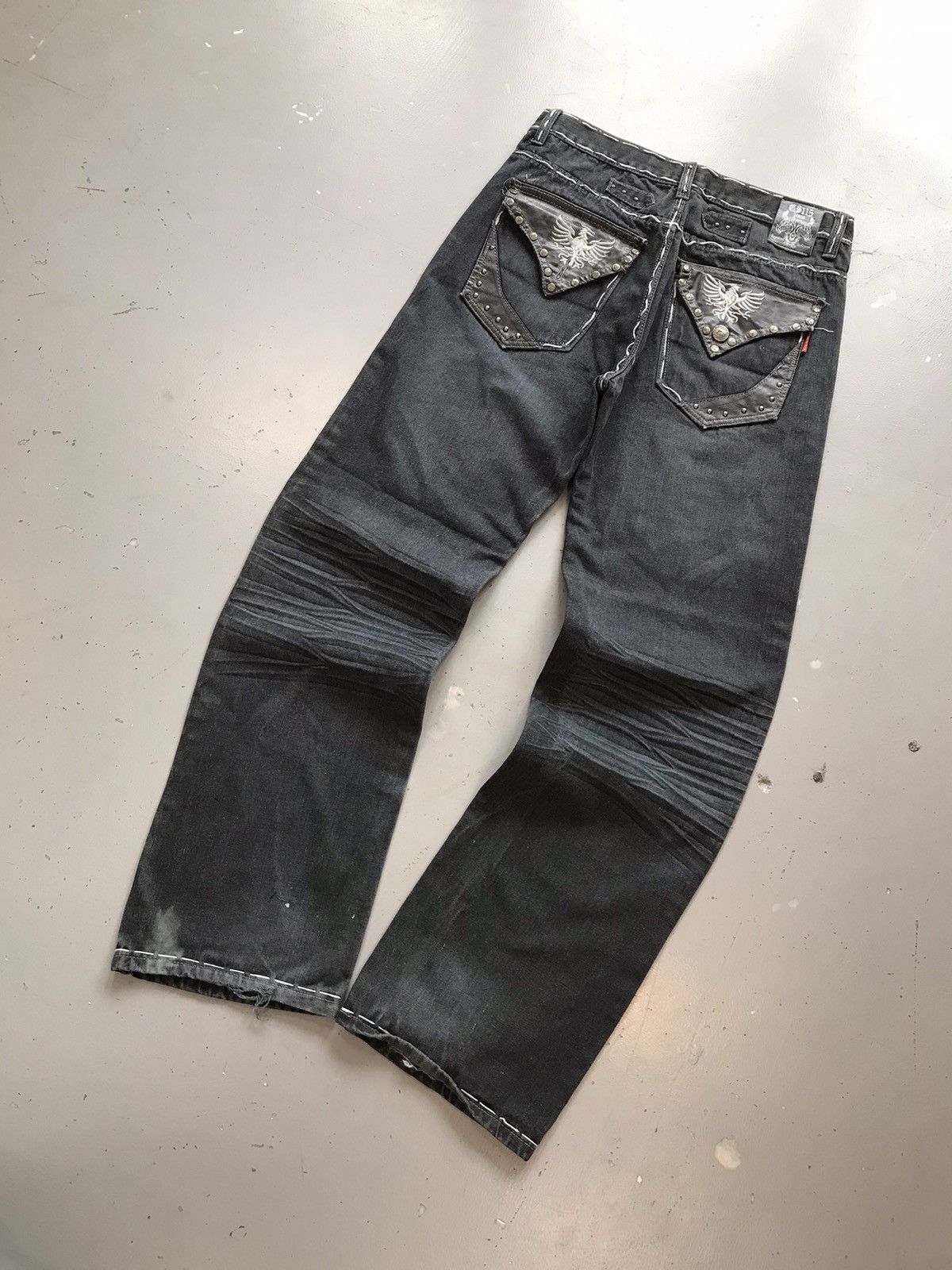 Vintage Vintage GS115 Y2K crazy embroidered studd denim Size US 32 / EU 48 - 9 Thumbnail