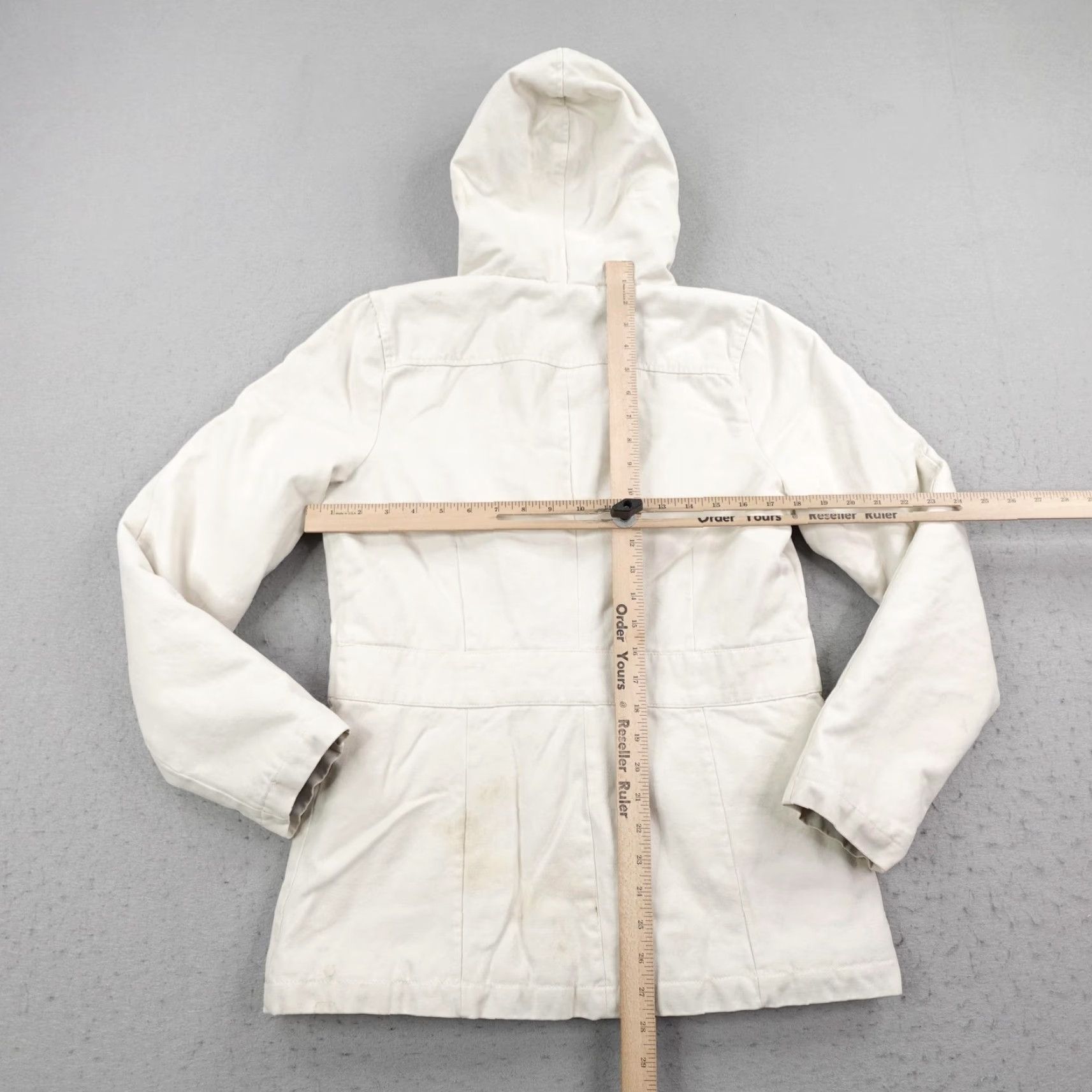 Vintage Roxy Jacket Womens L Beige Quilted Parka with Hood Fur Trim Mid-Length Winter Coat Size L / US 10 / IT 46 - 7 Thumbnail