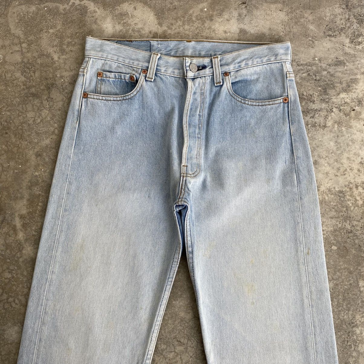 Levi's Vintage 90’s Levis 501 Faded Light Blue Distressed Jeans Size US 30 / EU 46 - 2 Thumbnail