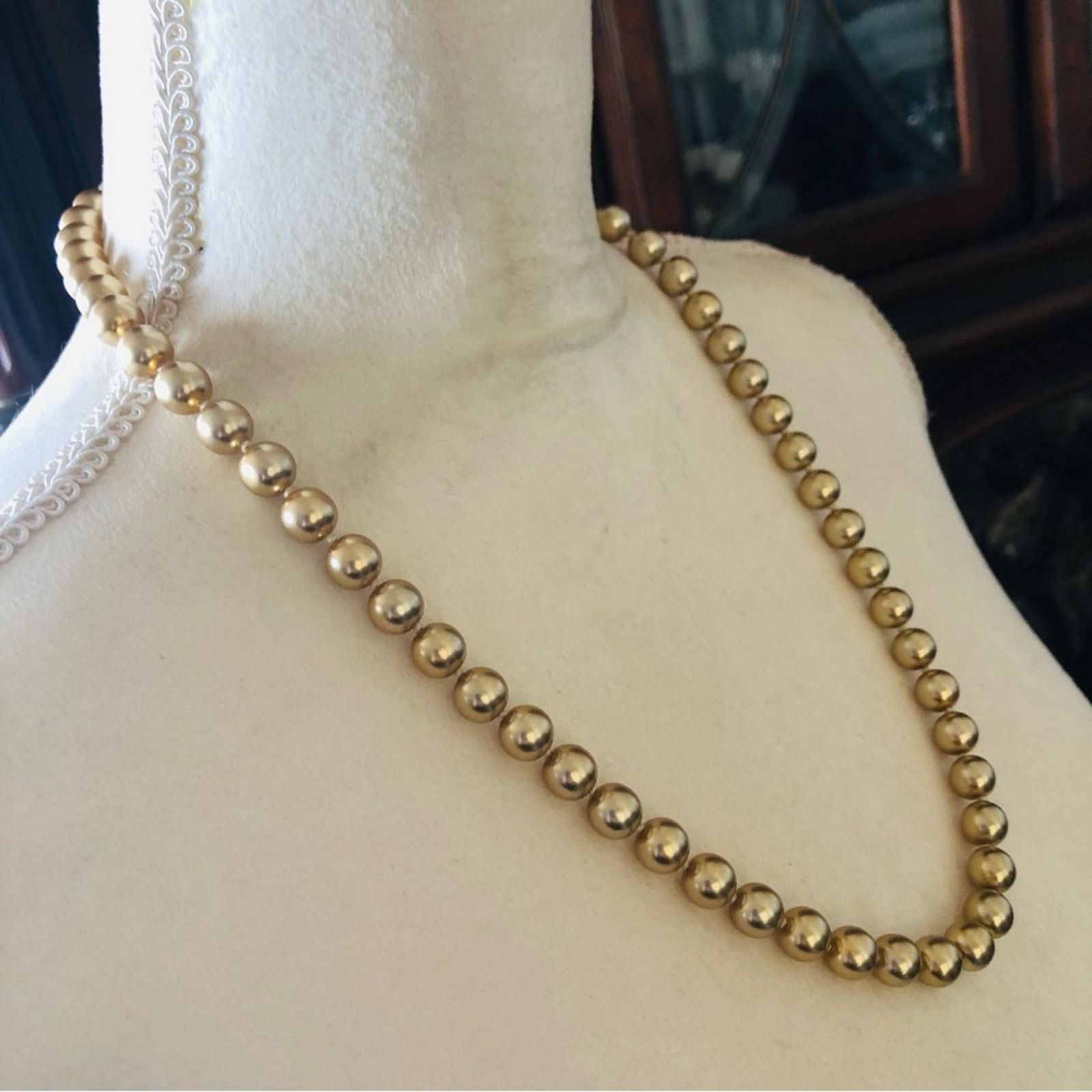 Vintage Vintage knotted gold glass pearl bead necklace Size ONE SIZE - 3 Thumbnail