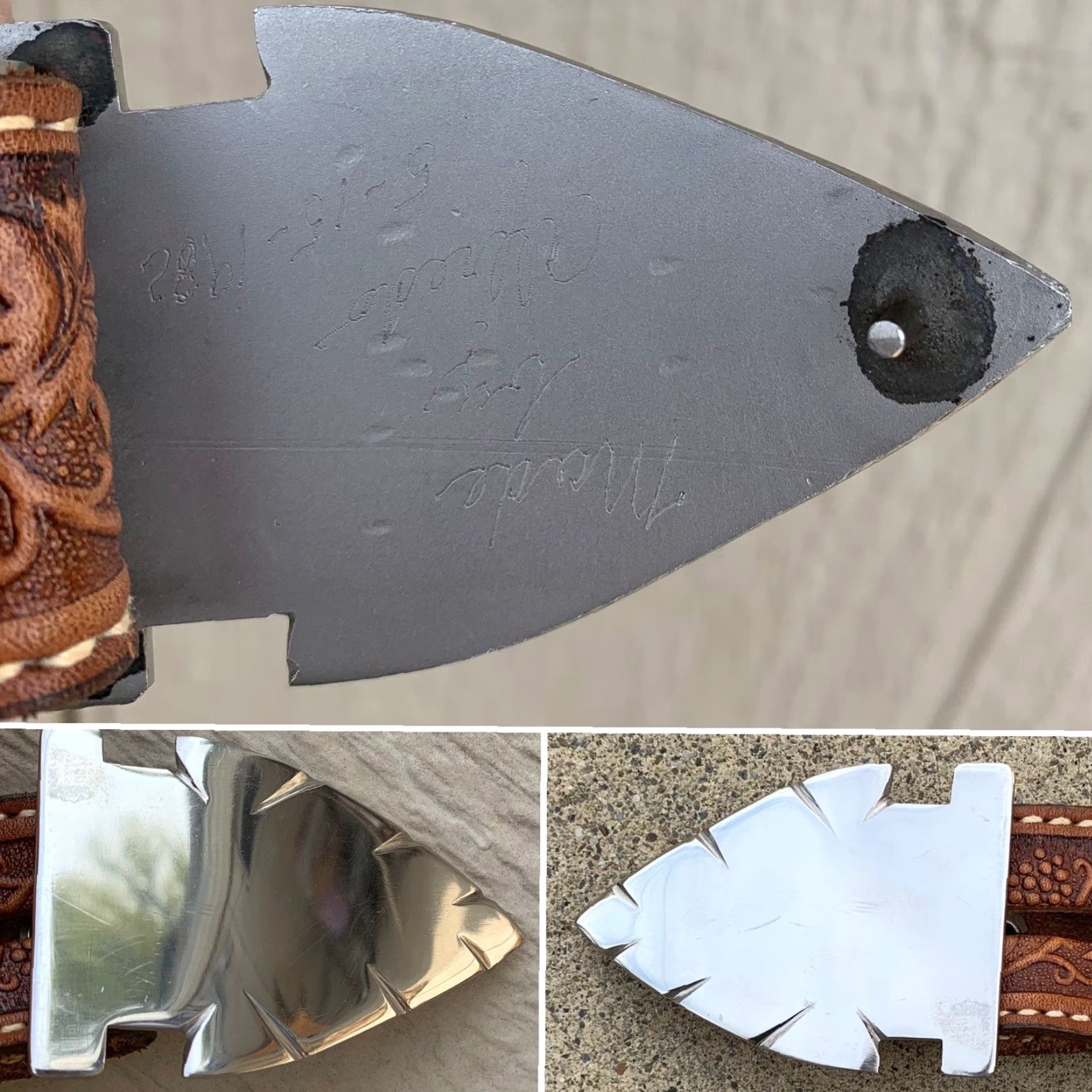 Vintage vintage Textan leather belt with arrowhead buckle, name Carol, size 32, brown, unisex, casual, rockabilly Size ONE SIZE - 6 Thumbnail