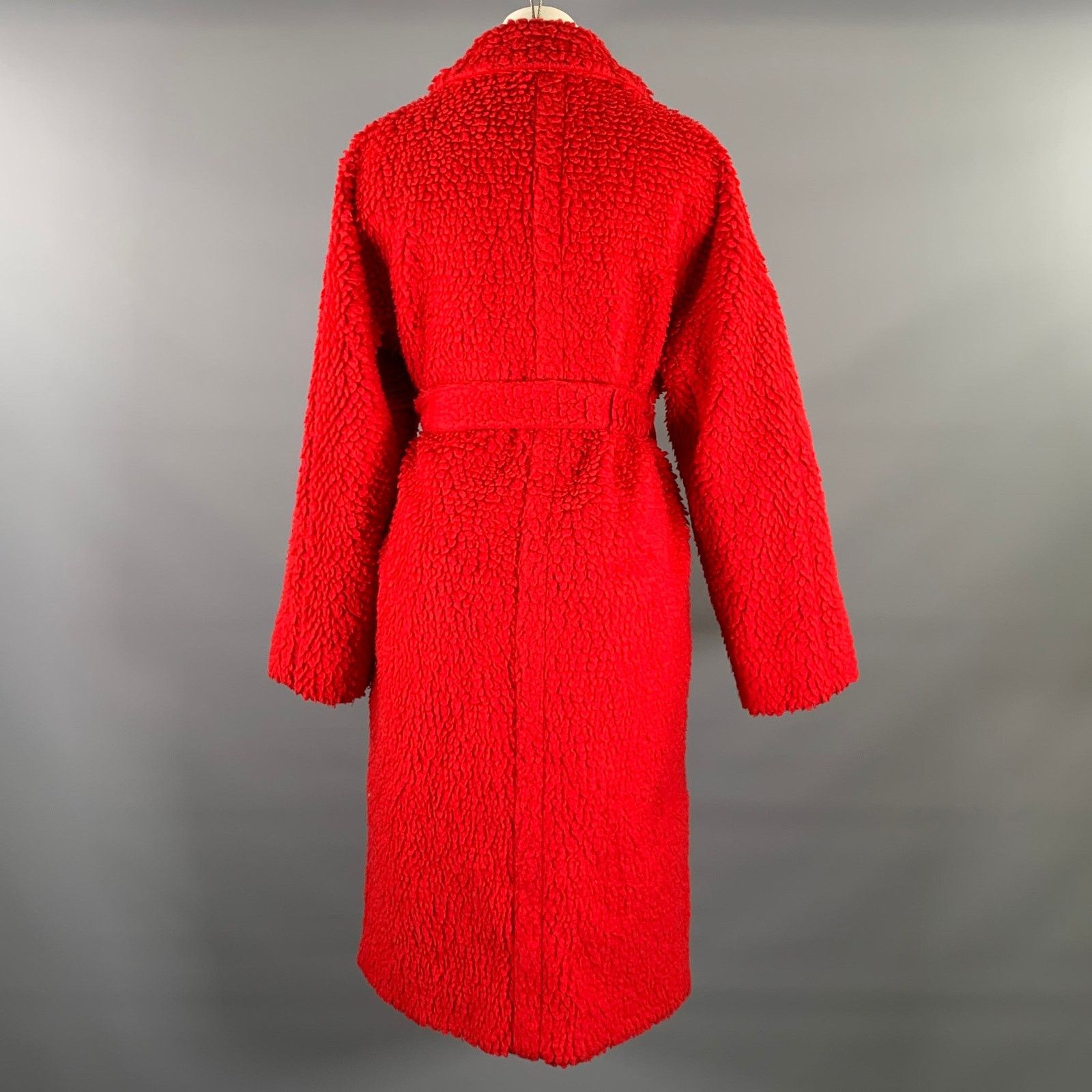 Stella McCartney STELLA McCARTNEY M Red Faux Fur Notch Lapel Coat Size M / US 6-8 / IT 42-44 - 3 Thumbnail