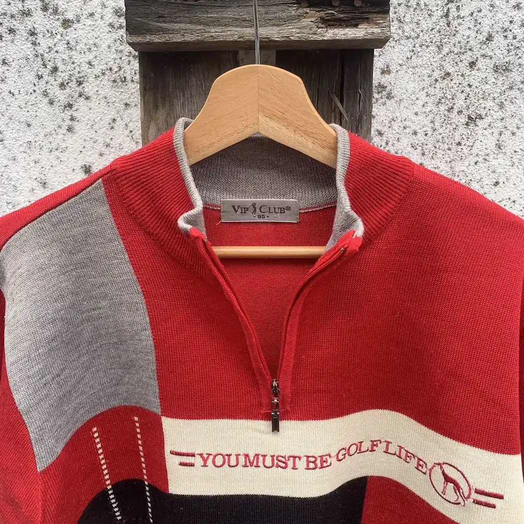 Japanese Brand × Vintage V.I.P Club Quarter Zip Sweater Jumper Pullover Size M Size US M / EU 48-50 / 2 - 5 Thumbnail