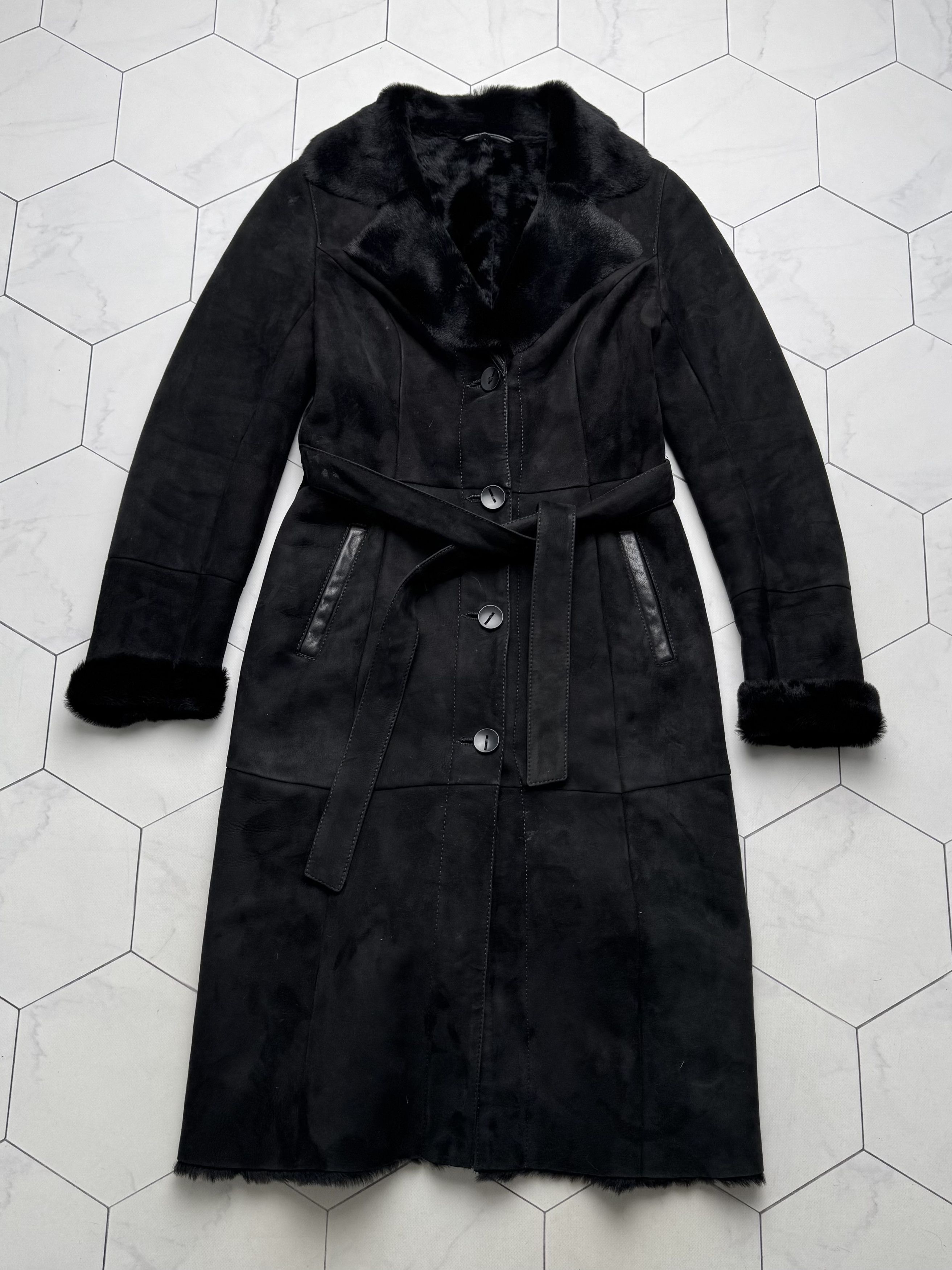 Vintage Vintage Real Sheepskin Coat With Belt(B409)E2D15 Size L / US 10 / IT 46 - 5 Thumbnail
