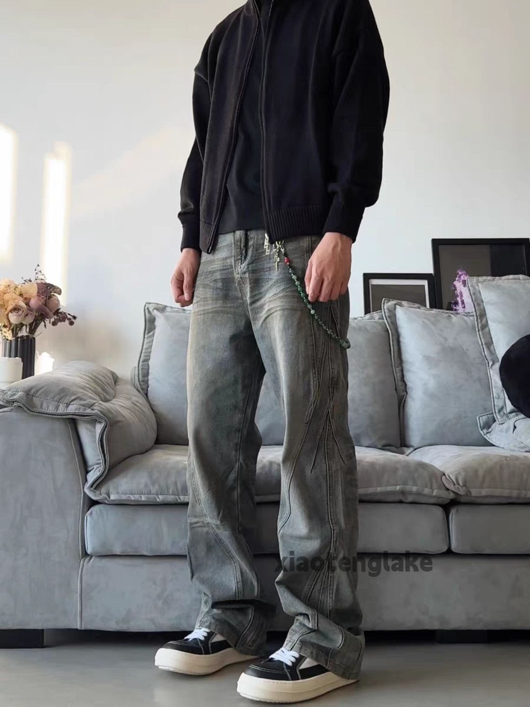 Jean × Vintage washed faded rusty stain skate hiphop loose baggy jeans Size US 34 / EU 50 - 1 Thumbnail