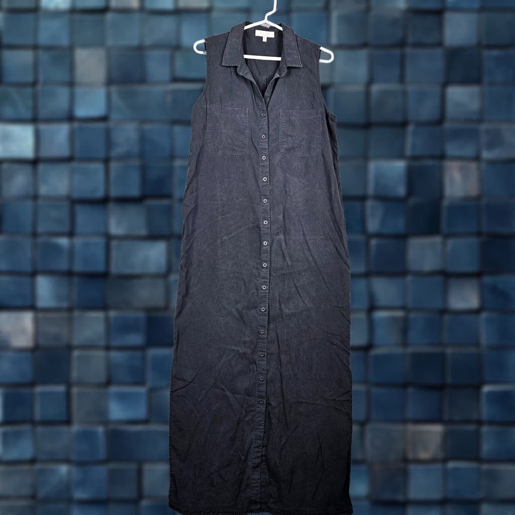 Vintage SIDE STITCH Dress Women's Dark Gray Tencera Button Front A-Line Knee Length S Gray Size S / US 4 / IT 40 - 1 Thumbnail