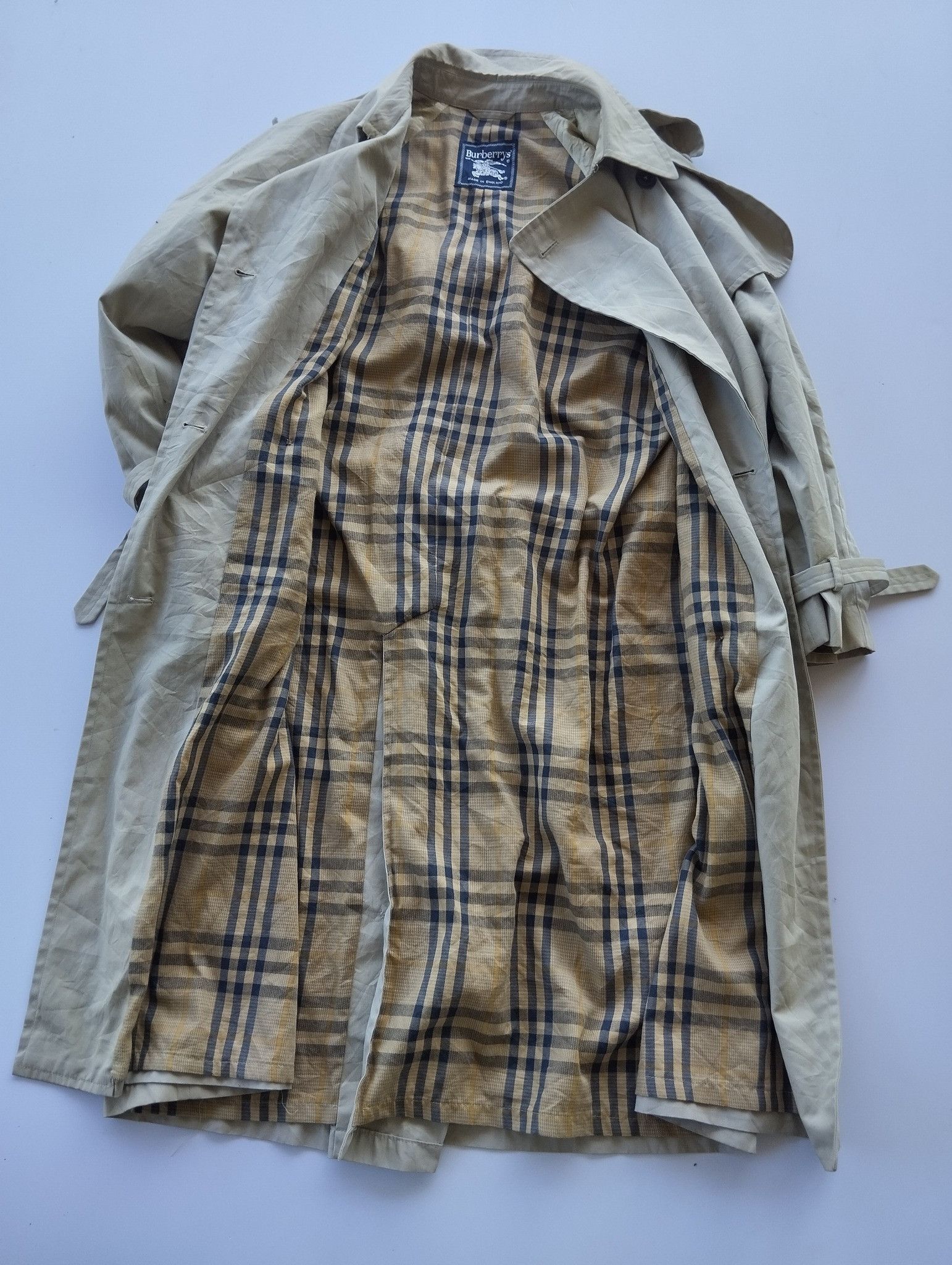 Burberry Burberry Classic Trench Coat Beige with Check Collar XXL Size US M / EU 48-50 / 2 - 2 Thumbnail