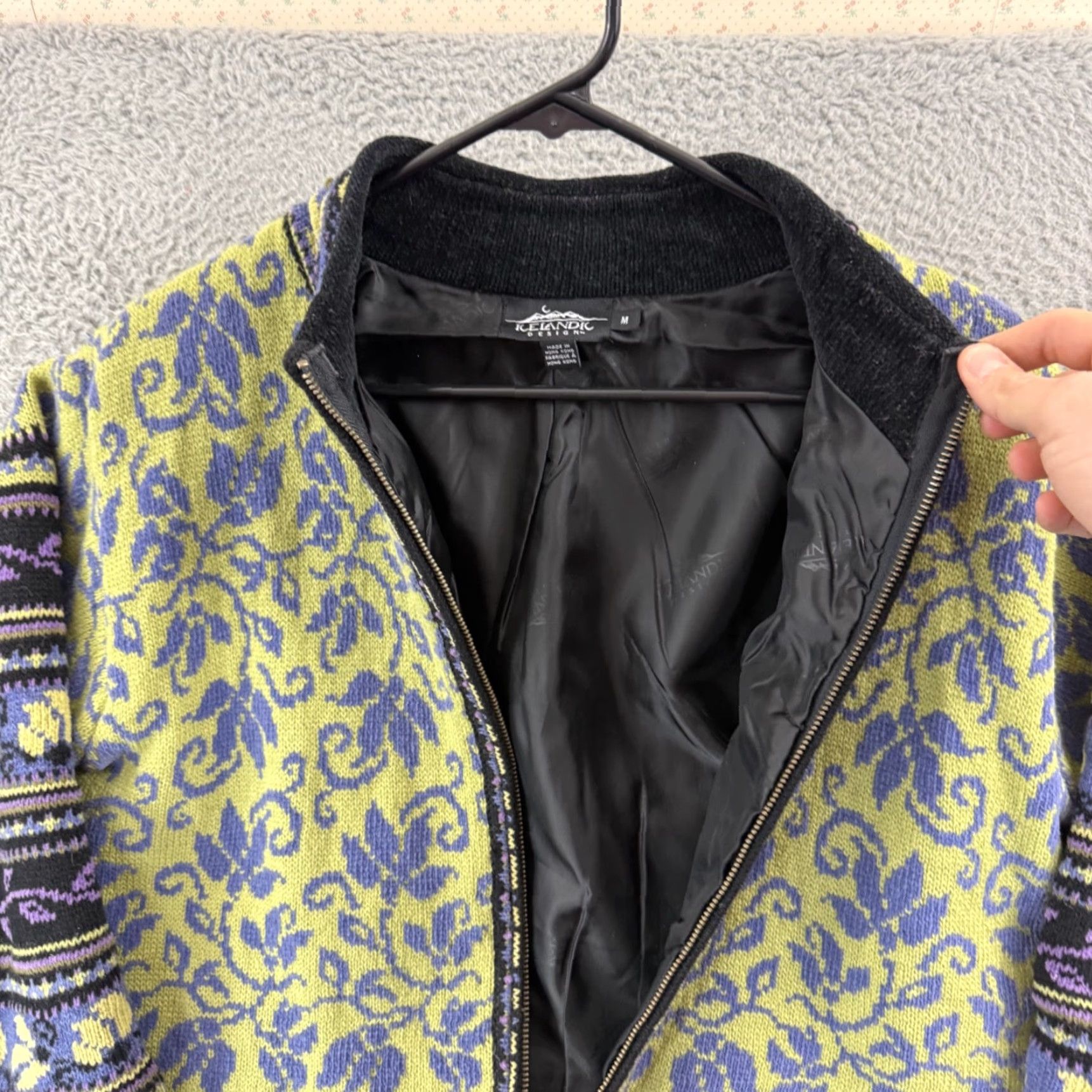 Vintage VINTAGE Icelandic Design Sweater Womens Medium Wool Floral Zip Up Nordic Outdoor Knit Full Zip Size M / US 6-8 / IT 42-44 - 6 Thumbnail