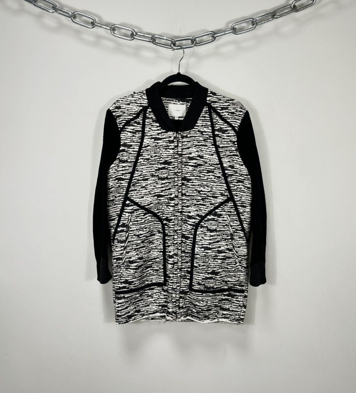 Iro IRO Skyla Black White Luxury Full Zip Women’s Jacket Size XS / US 0-2 / IT 36-38 - 1 Thumbnail