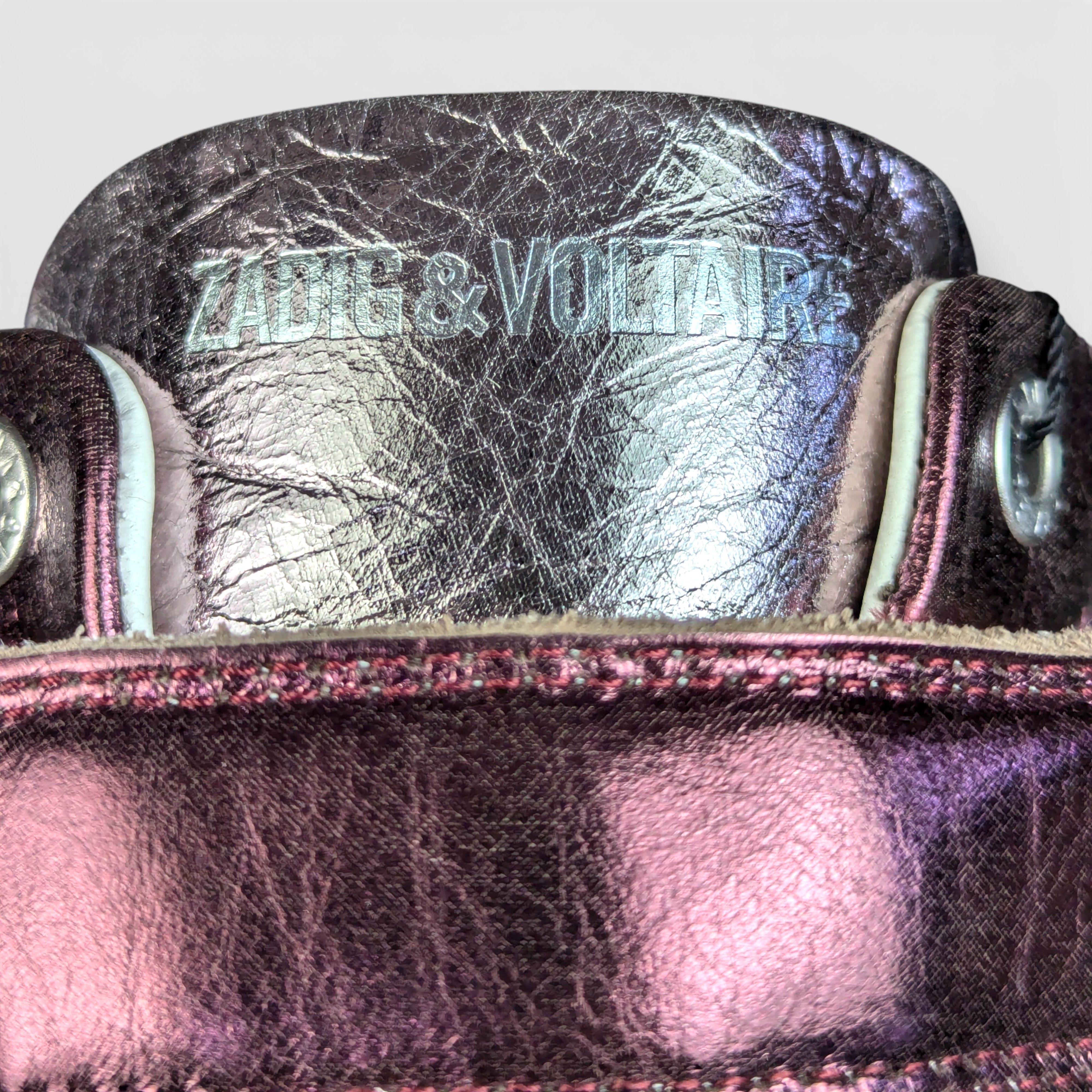 Zadig & Voltaire ZADIG&VOLTAIRE Pink Silver High top Leather Sneakers Size US 9 / IT 39 - 8 Thumbnail