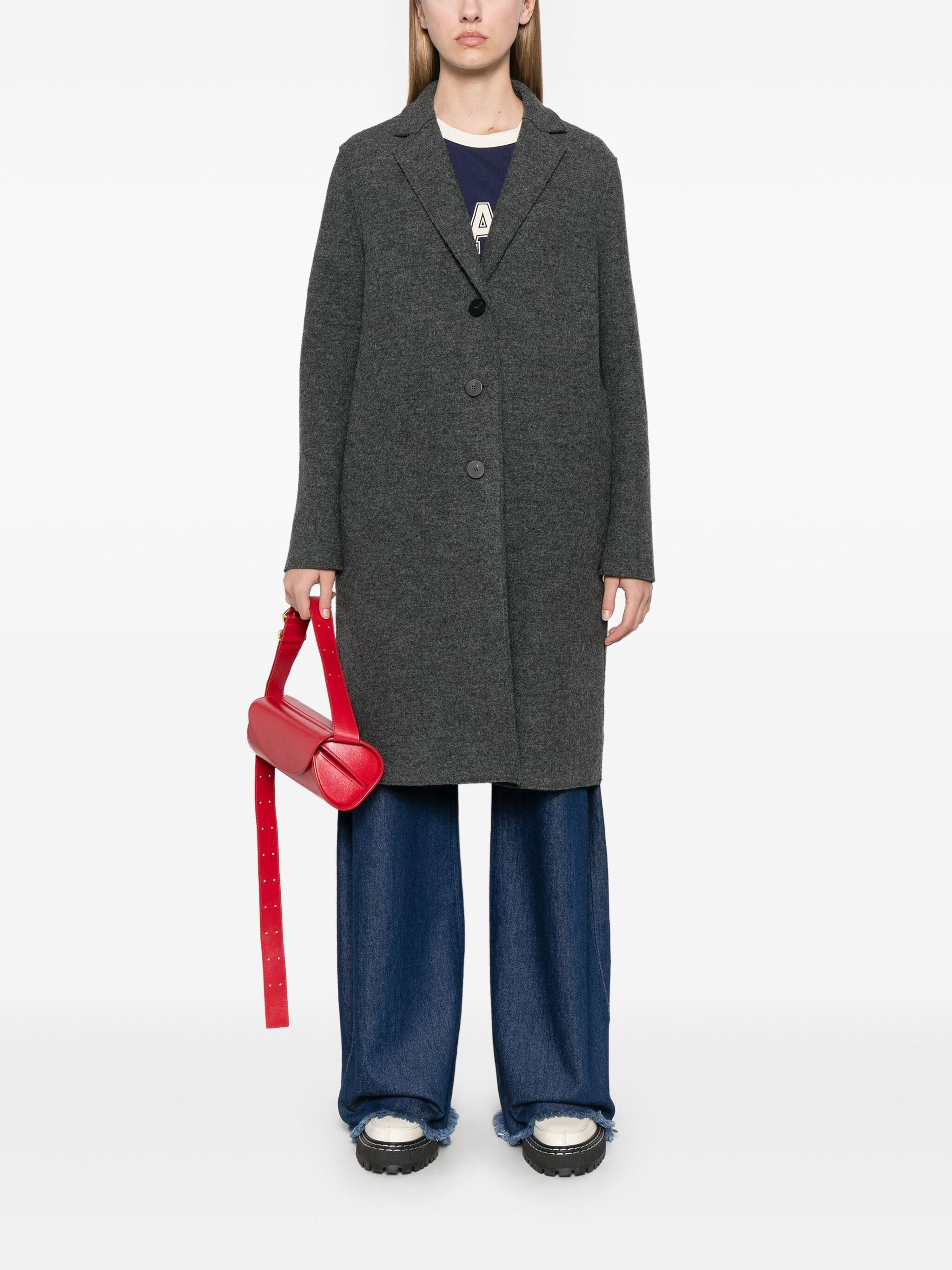 Harris Wharf London o1s22i1n1024 Single-Breasted Boiled Wool Coat in Grey Size M / US 6-8 / IT 42-44 - 2 Thumbnail