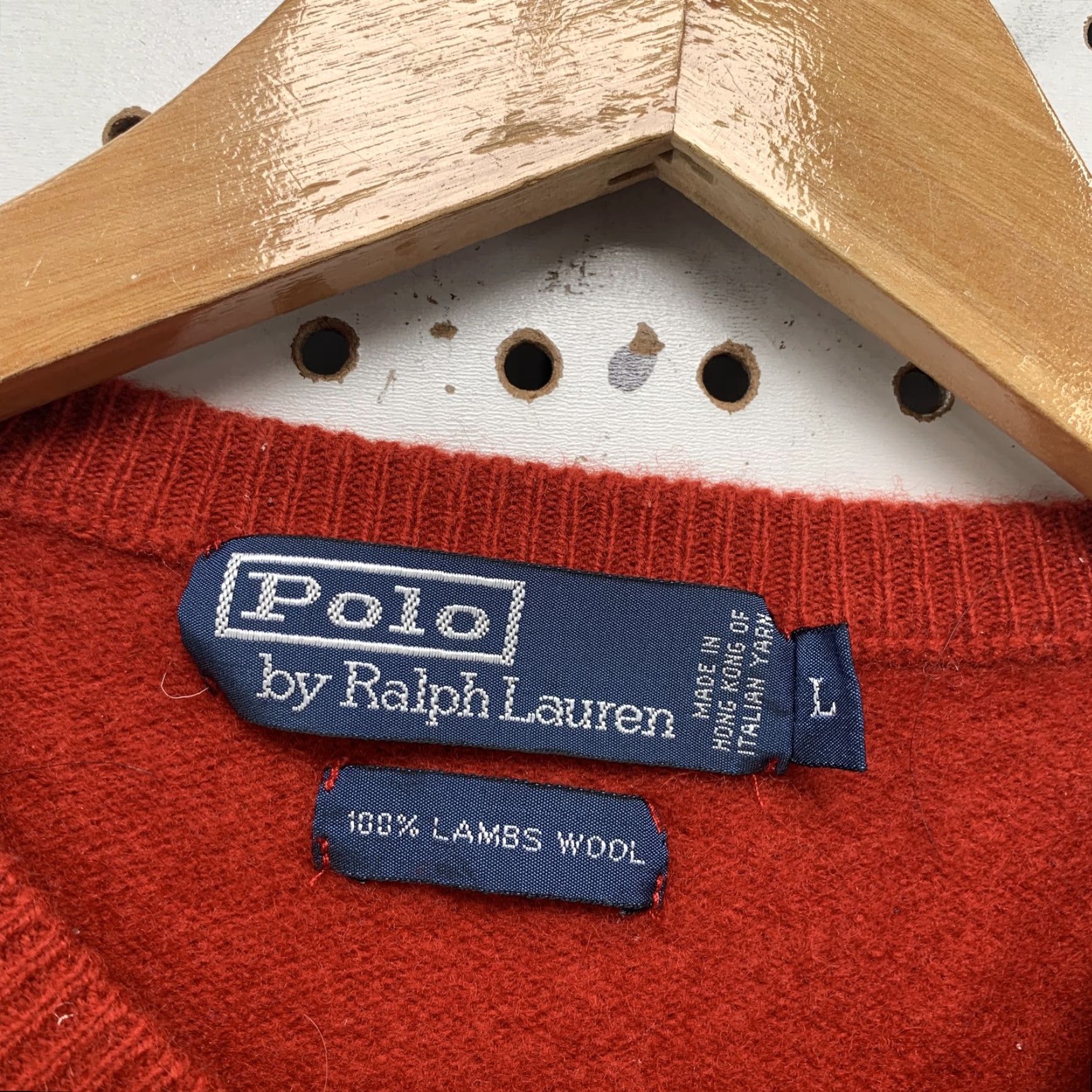 Polo Ralph Lauren Polo Ralph Lauren Sweater Shirt Mens Large Red V-Neck Pullover Knit Wool 100% Lambs Wool Casual Mens Size US L / EU 52-54 / 3 - 3 Thumbnail