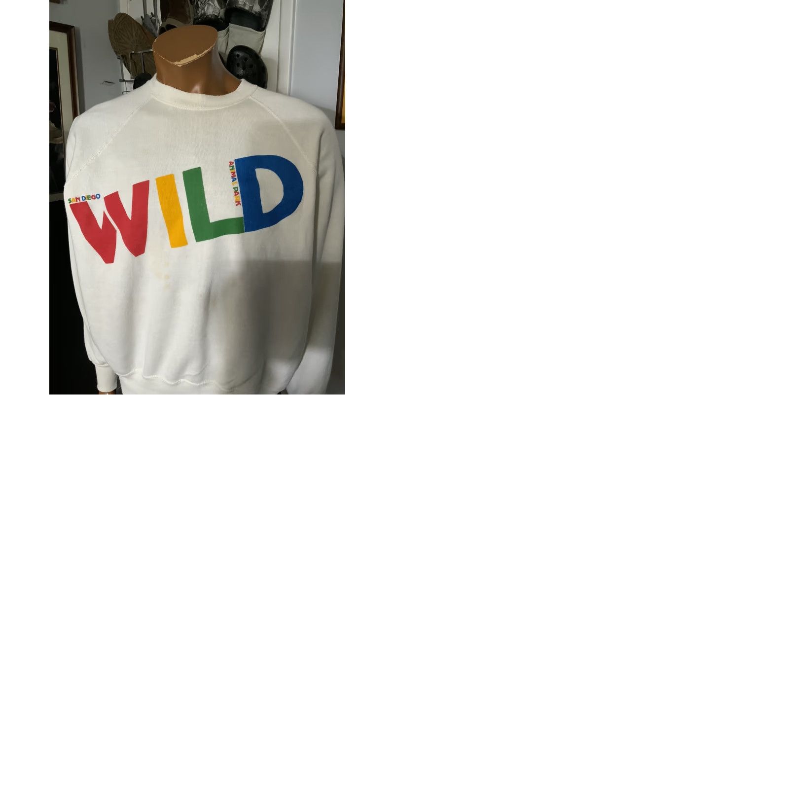 Vintage VINTAGE Bassett Walker San Diego Wild Animal Park Fleece Crewneck Sweatshirt XL White Men Sweatshirt 80s Pullover Size US XL / EU 56 / 4 - 9 Thumbnail