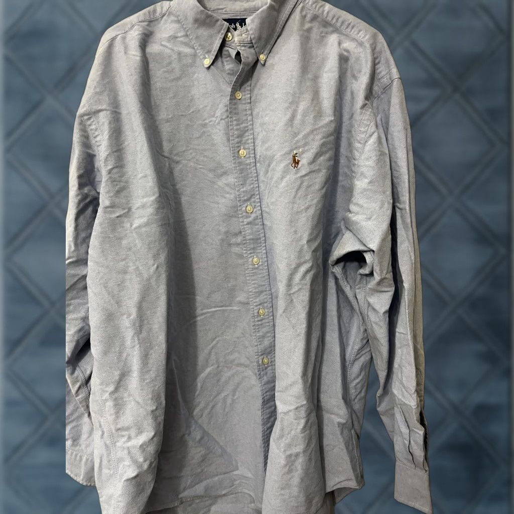 Ralph Lauren Ralph Lauren Button-Down Shirt Mens 18 XXL Long Sleeve Solid Blue Classic Fit Button-Up 100% Cotton Family Brand Shirt Mens Louis Lauren? Size US XXL / EU 58 / 5 - 1 Thumbnail