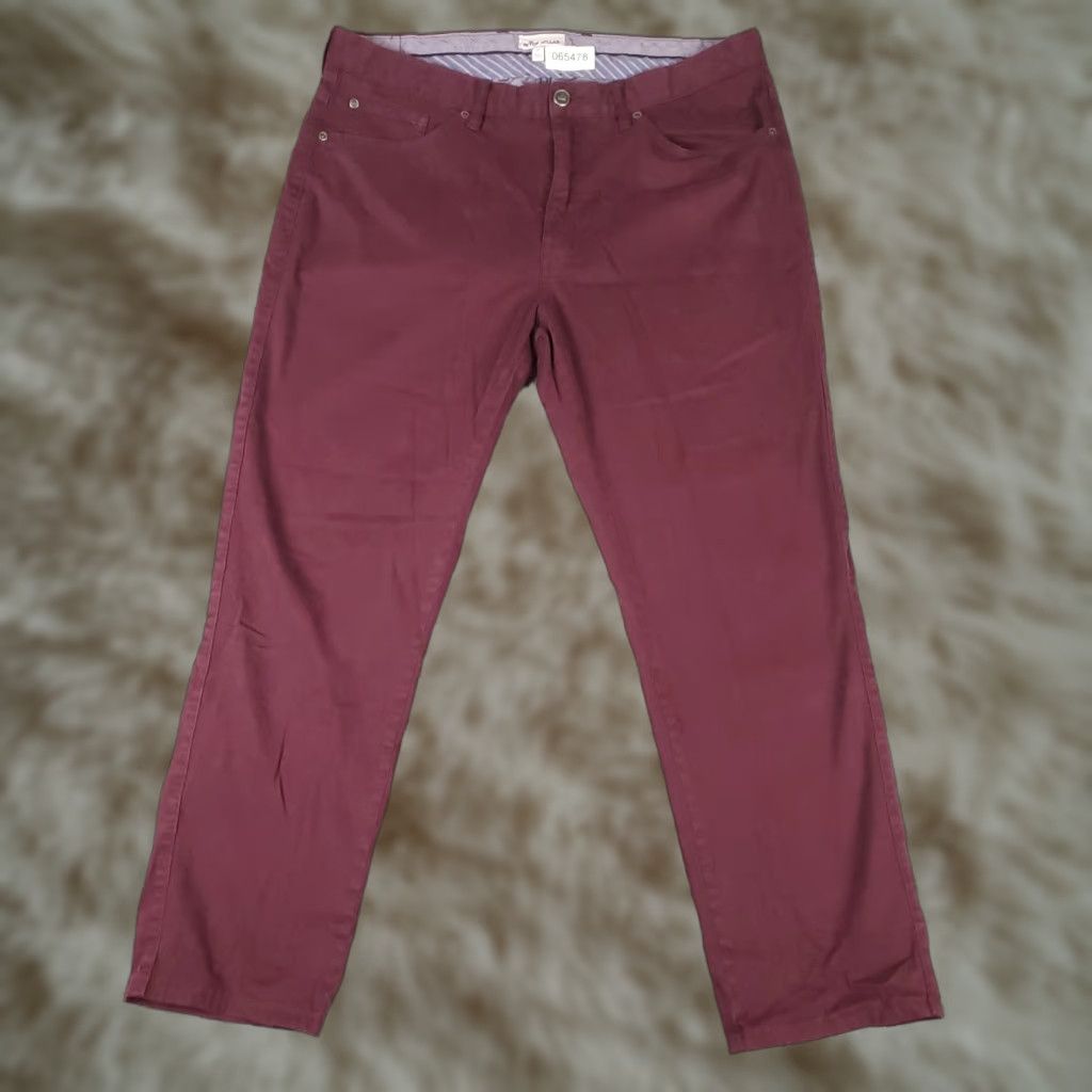 Peter Millar Peter Millar Jeans Mens 35x28 Burgundy 5 Pocket Straight Leg Pants Size US 35 - 1 Thumbnail