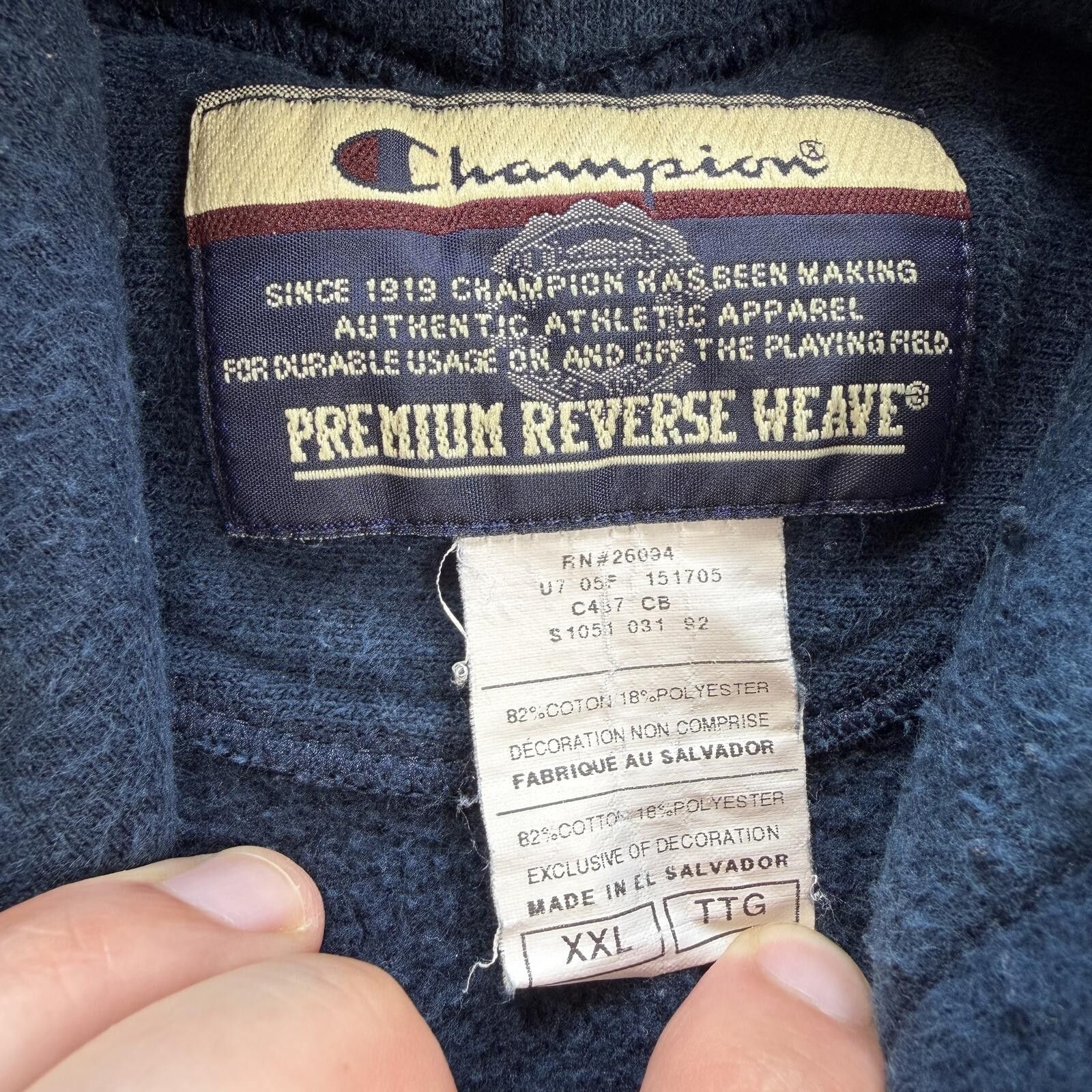Champion Vintage Y2K Champion Reverse Weave Baseball Hoodie Navy XXL Size US XXL / EU 58 / 5 - 6 Thumbnail