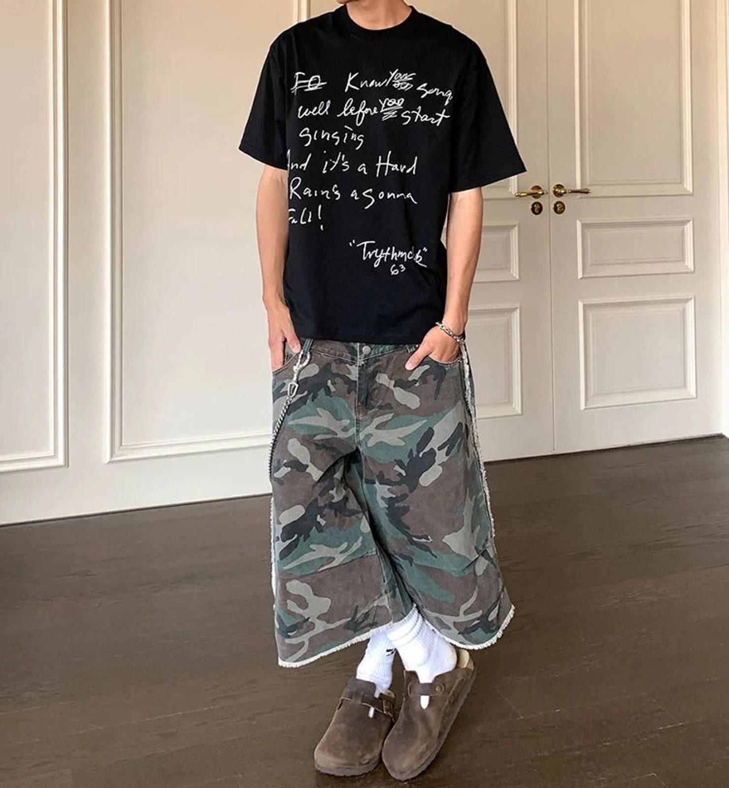 Other Camo Denim Fake Two-Piece Destroyed Cargo Jorts Size US 32 / EU 48 - 1 Thumbnail