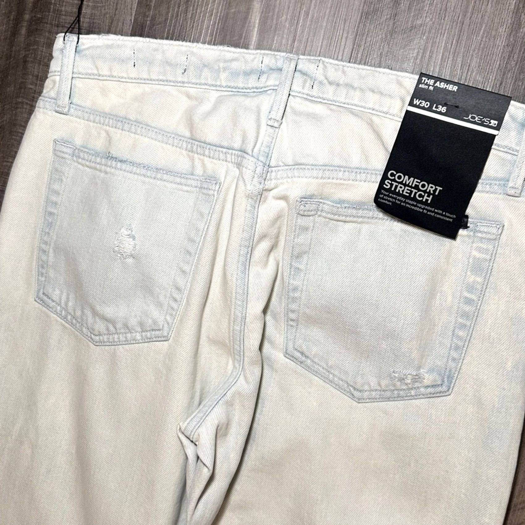 Vintage Joe's Jeans The Asher Slim Fit Thrashed Acid Washed Jeans - 30x36 Mens Blue 30 Regular Straight NWT Size US 30 / EU 46 - 5 Thumbnail