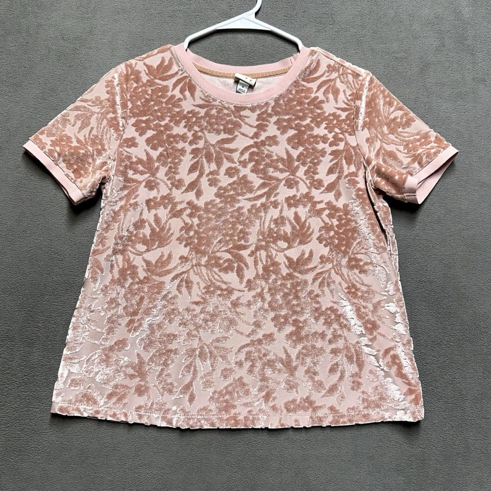 Vintage A New Day Shirt Womens Small Pink Blush Floral Burnout Velvet Bohemian Tee EUC Size S / US 4 / IT 40 - 2 Thumbnail