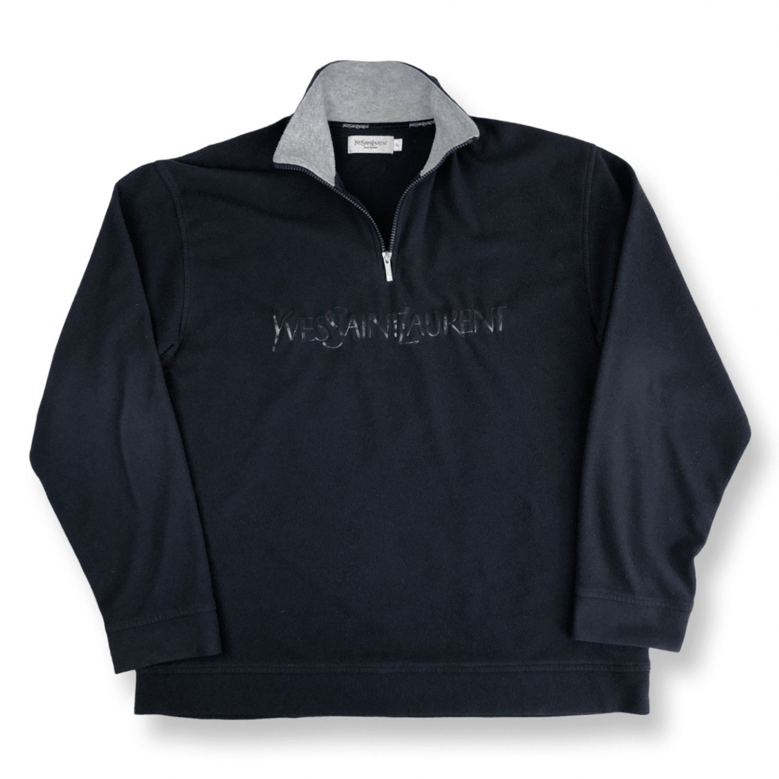 Yves Saint Laurent YSL Fleece Half Zip Yves Saint Laurent Big Logo in Navy Size US XL / EU 56 / 4 - 4 Thumbnail