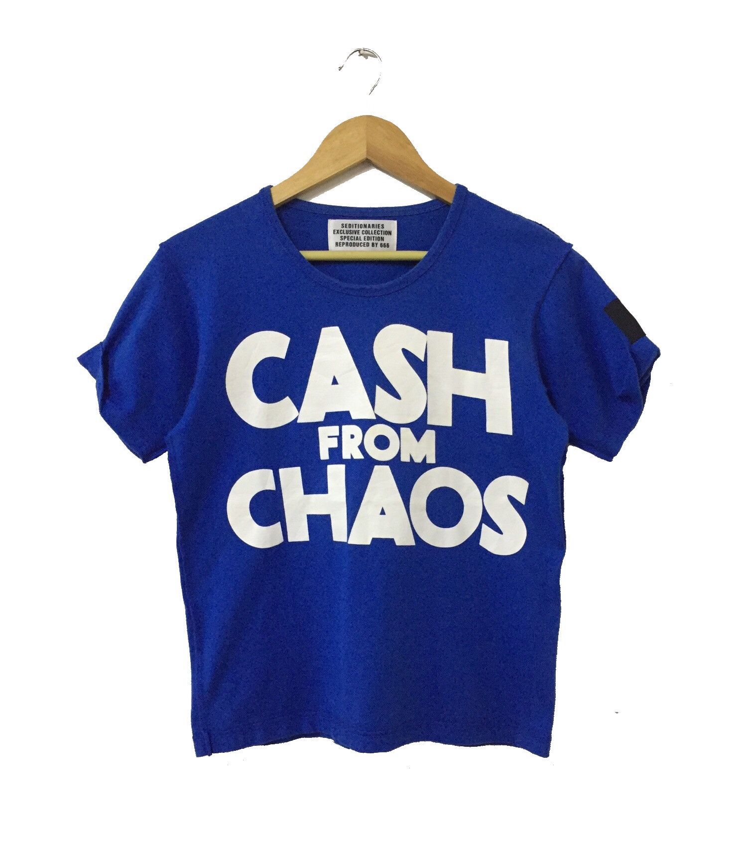 image of 20471120 x Malcolm Mclaren Vintage Seditionaries Cash From Chaos Anarchy Punk Tshirt in Blue (Size 