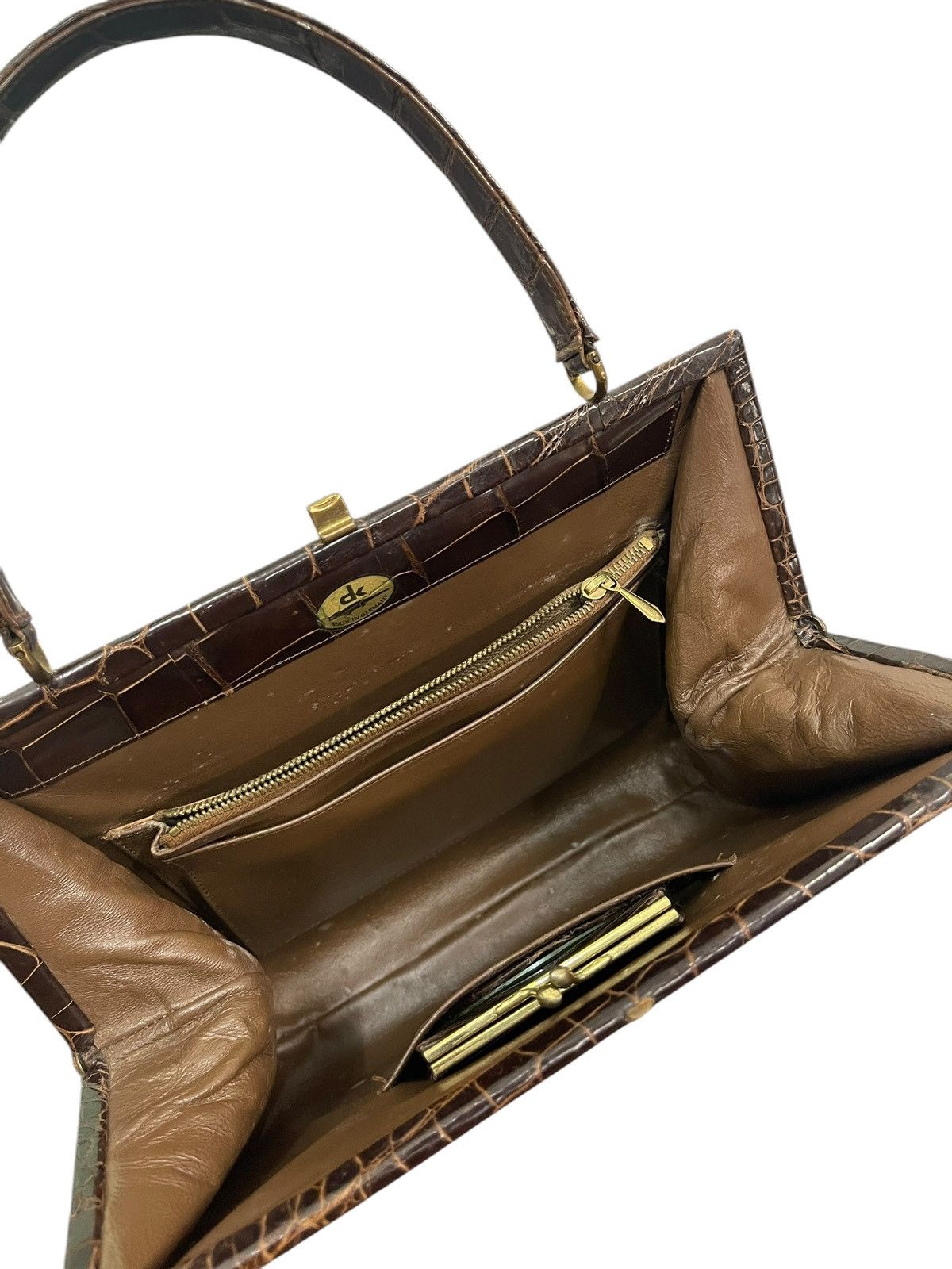 Genuine Leather Crocodile Skin Vtg DK Germany Hand Bag 1🟩3 Size ONE SIZE - 16 Thumbnail
