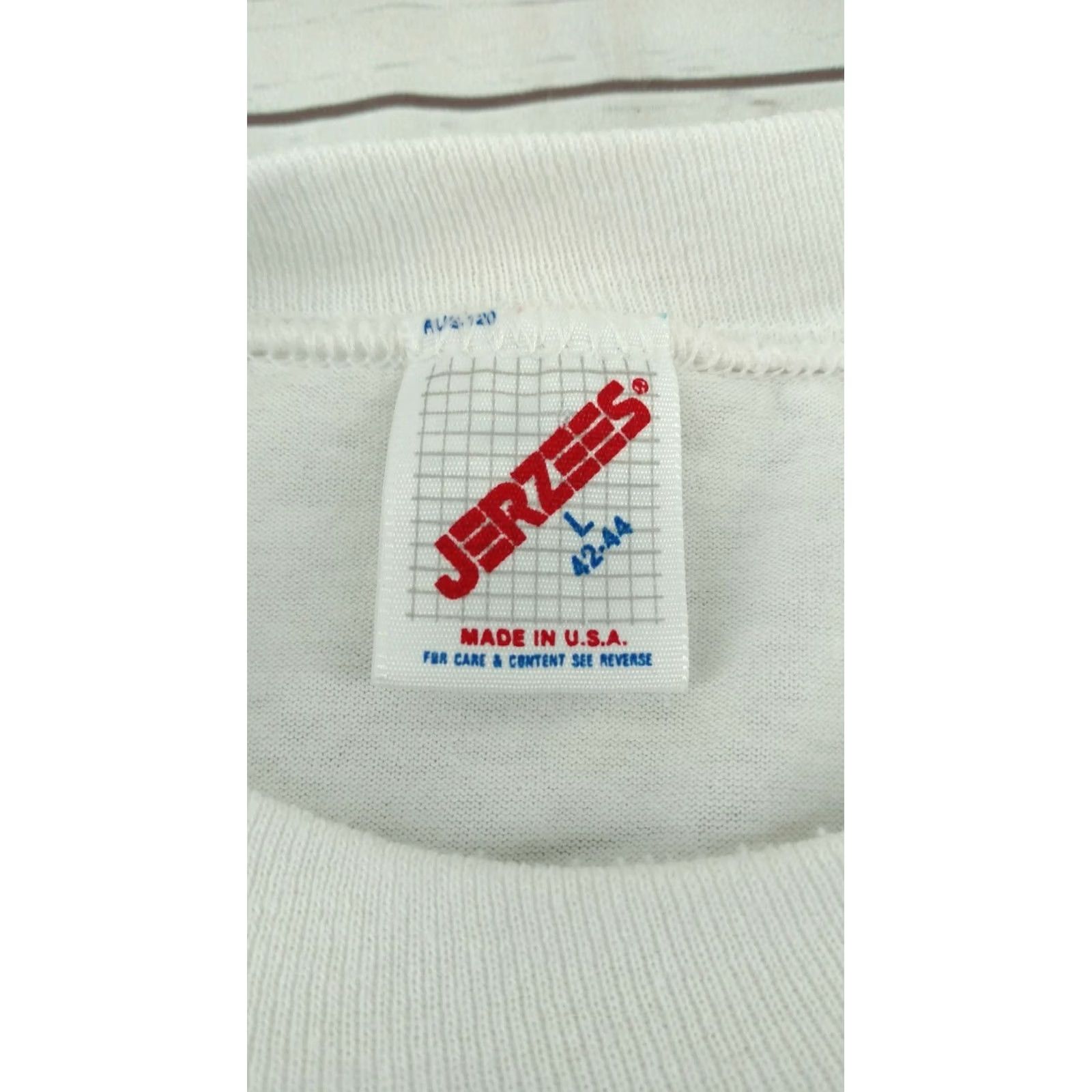 Jerzees Rare Vintage Helicopters Don't Fly Beat The Air Shirt L Large White 80s Jerzees Short Sleeve Mens Women Size US L / EU 52-54 / 3 - 8 Thumbnail