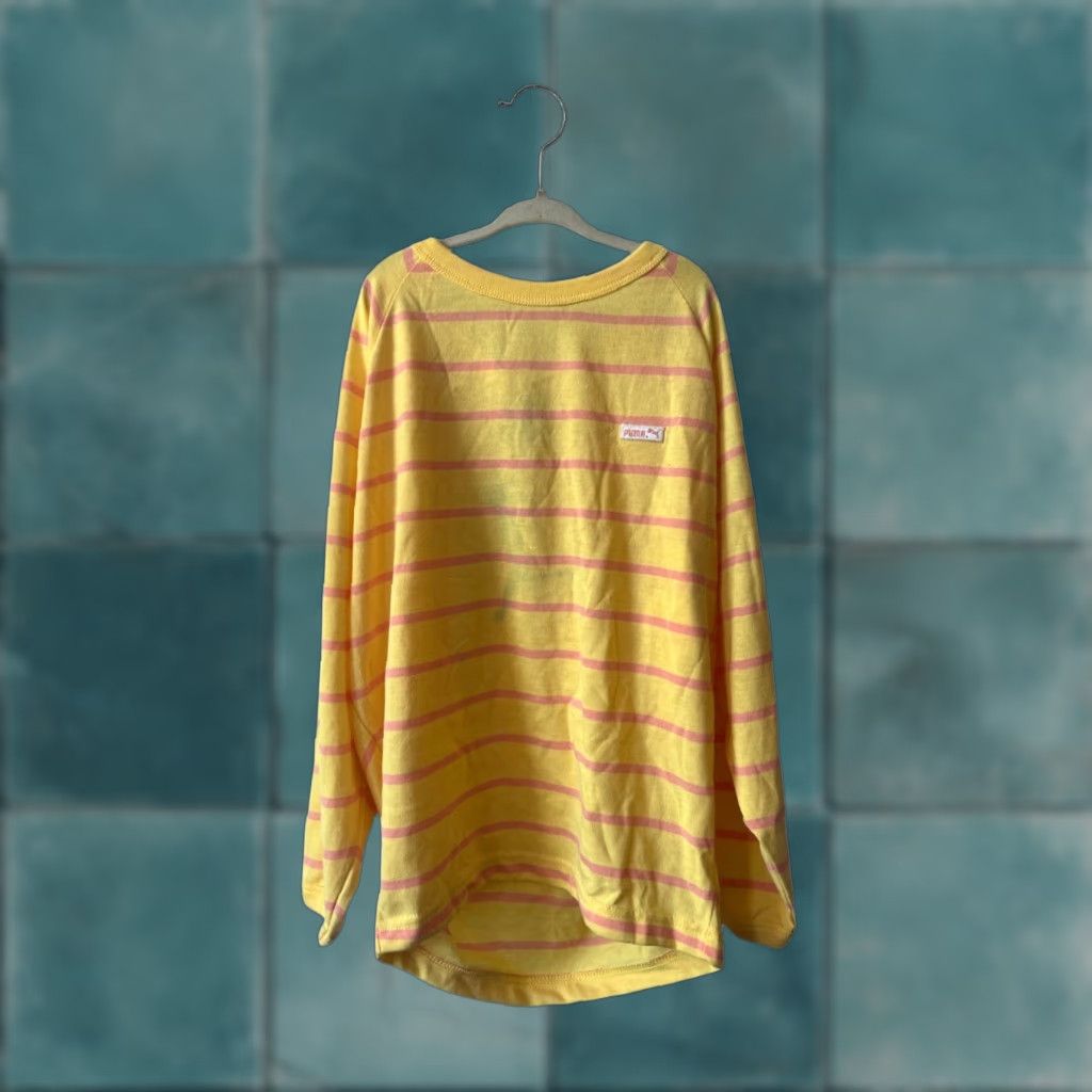 Puma VINTAGE puma Long Sleeve T-Shirt Womens M Deadstock NWT 80s Yellow Striped Size M / US 6-8 / IT 42-44 - 1 Thumbnail