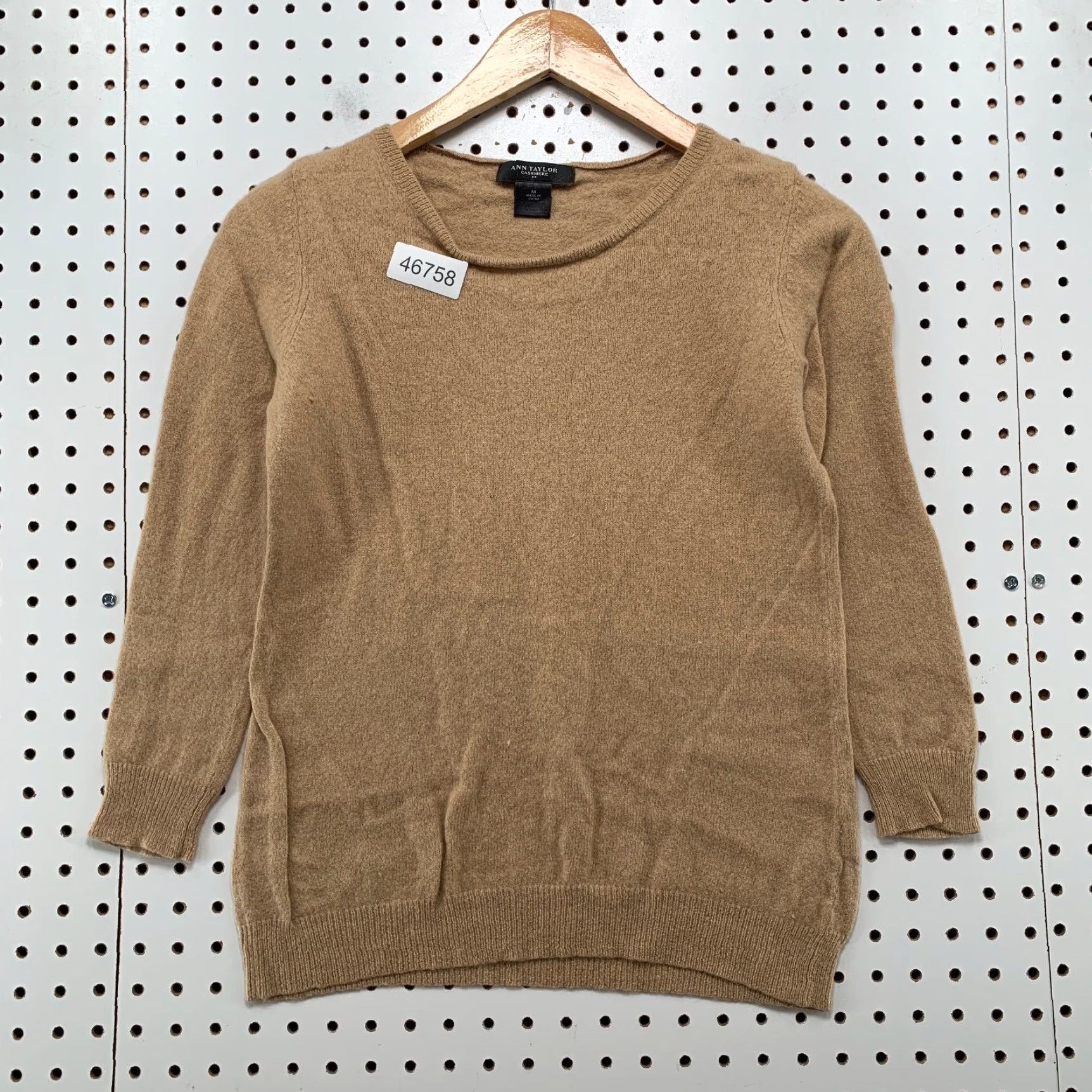 Ann Taylor Ann Taylor Sweater Womens Medium 3/4 Sleeve Cashmere Pullover Business Tan Brown Crew Neck Shirt? Size M / US 6-8 / IT 42-44 - 2 Thumbnail