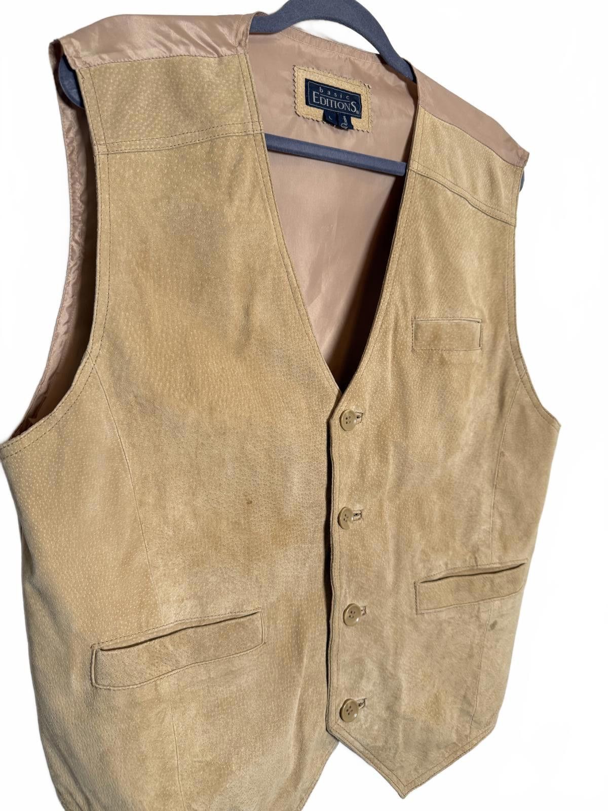 Other Mens 90s Vintage Tan Suede Leather Button Up Vest Size US L / EU 52-54 / 3 - 4 Thumbnail