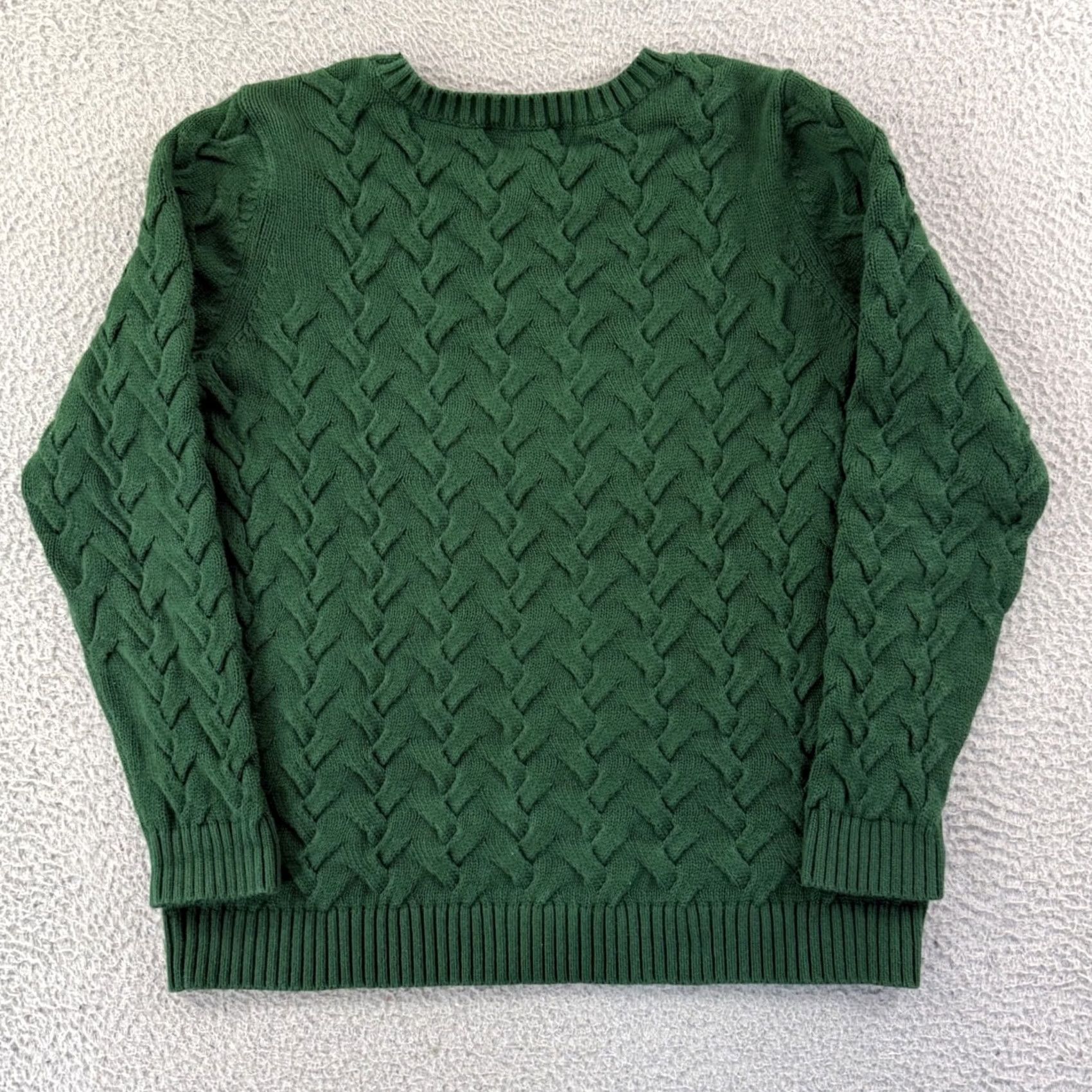 Lands' End Lands' End Drifter Sweater Woman's Medium Green Long Sleeve Cable Knit Preppy Pullover Blacklisted? (No) Size M / US 6-8 / IT 42-44 - 7 Thumbnail
