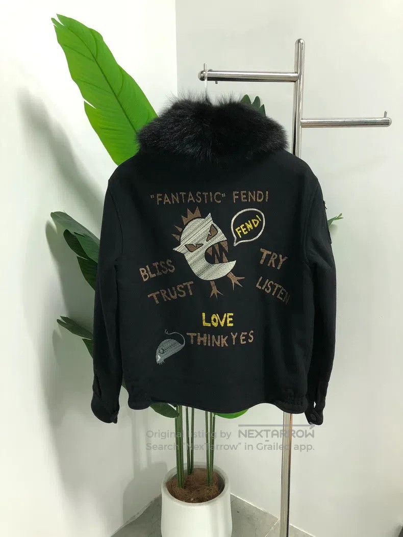Fendi Fendi Fur Collar Mini Beast Jacket - Black, Fur and Leathe Size US M / EU 48-50 / 2 - 2 Thumbnail