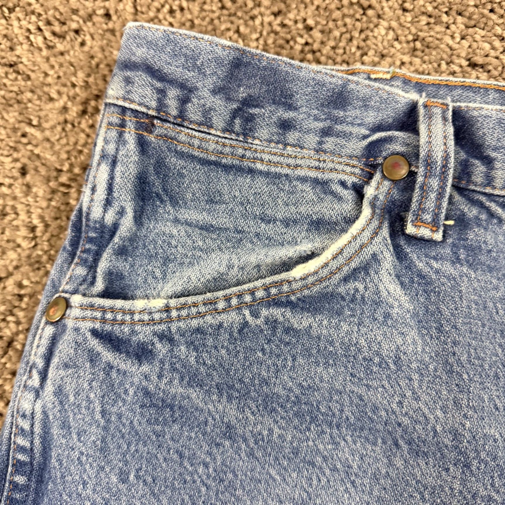 Wrangler VINTAGE Wrangler Jeans Mens 38 Slim Fit Denim Cowboy Cut Wrangler Cowboy Cut Jeans 936 100% Cotton Blue USAs Mens Jeans 38x30 Size US 35 - 3 Thumbnail