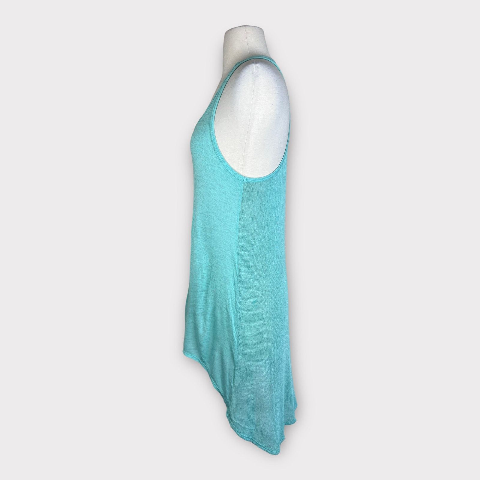 Nordstrom Soprano | Aqua Hi-low Jersey Front Knit Back Tank Top Size M / US 6-8 / IT 42-44 - 3 Thumbnail