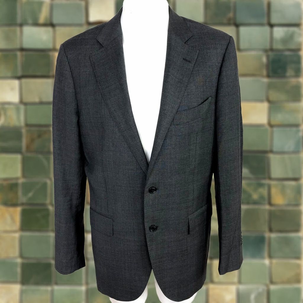 Suitsupply Suitsupply Sport Coat Jacket Gray Wool 42 Regular Notch Lapel Plaid Four-Button Double-Vented Single-Breasted 110's Victorian? Size 42R - 1 Thumbnail