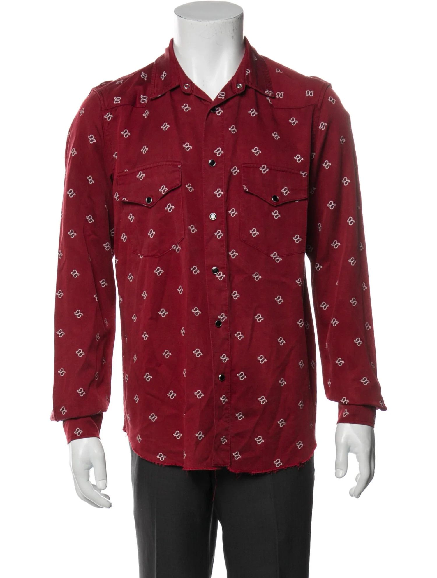 image of Amiri Red Bandana Print Western Shirt, Men's (Size Small)