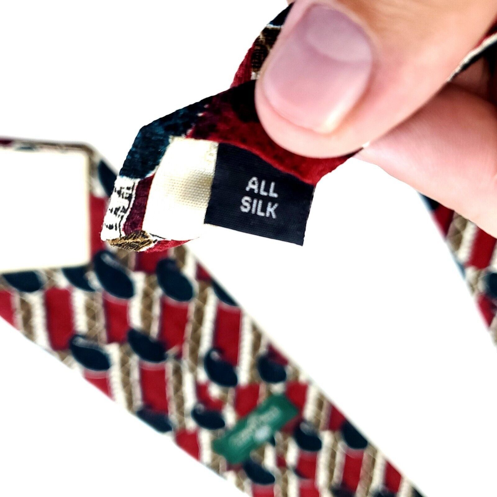 Tom James Tom James Red Brown Jacquard Print Short Abstract Silk Tie Size ONE SIZE - 4 Thumbnail