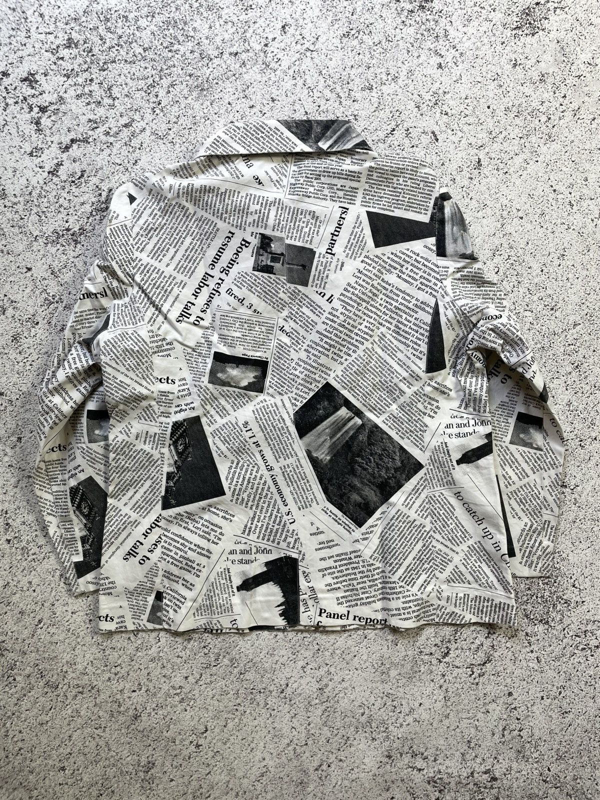 Japanese Brand 2000s Sample - Newspaper Print Vkei Jacket Galliano Style Size US M / EU 48-50 / 2 - 3 Thumbnail