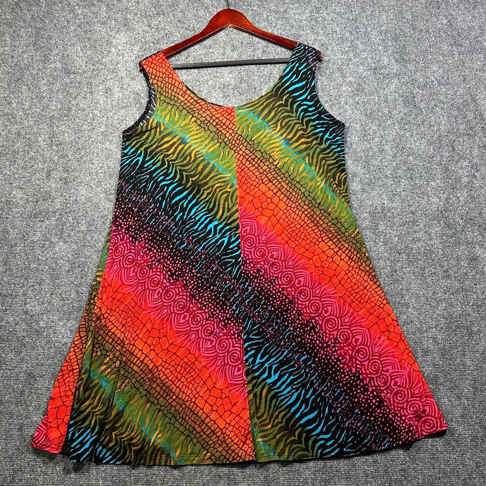 Vintage Jostar Dress Womens Large Stretch Knit Sleeveless Sundress Bold Print Pullover Size L / US 10 / IT 46 - 5 Thumbnail
