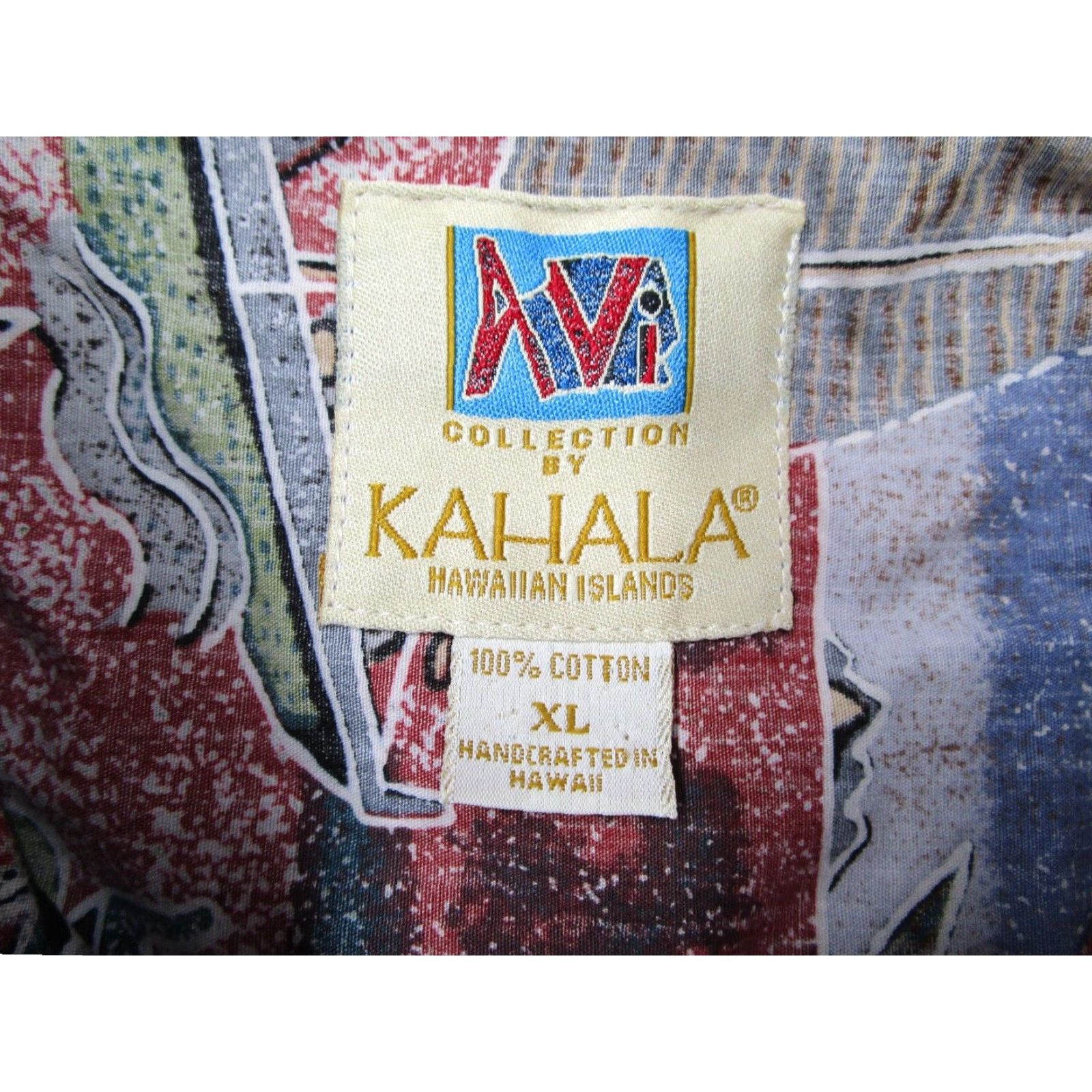 Vintage Kahala Avi Collection Mens Red Button-Up Shirt XL Regular Knit Cotton Short Sleeve Geometric Aloha Nautical Tropical Logo Button-Down Made in USA Size US XL / EU 56 / 4 - 3 Thumbnail