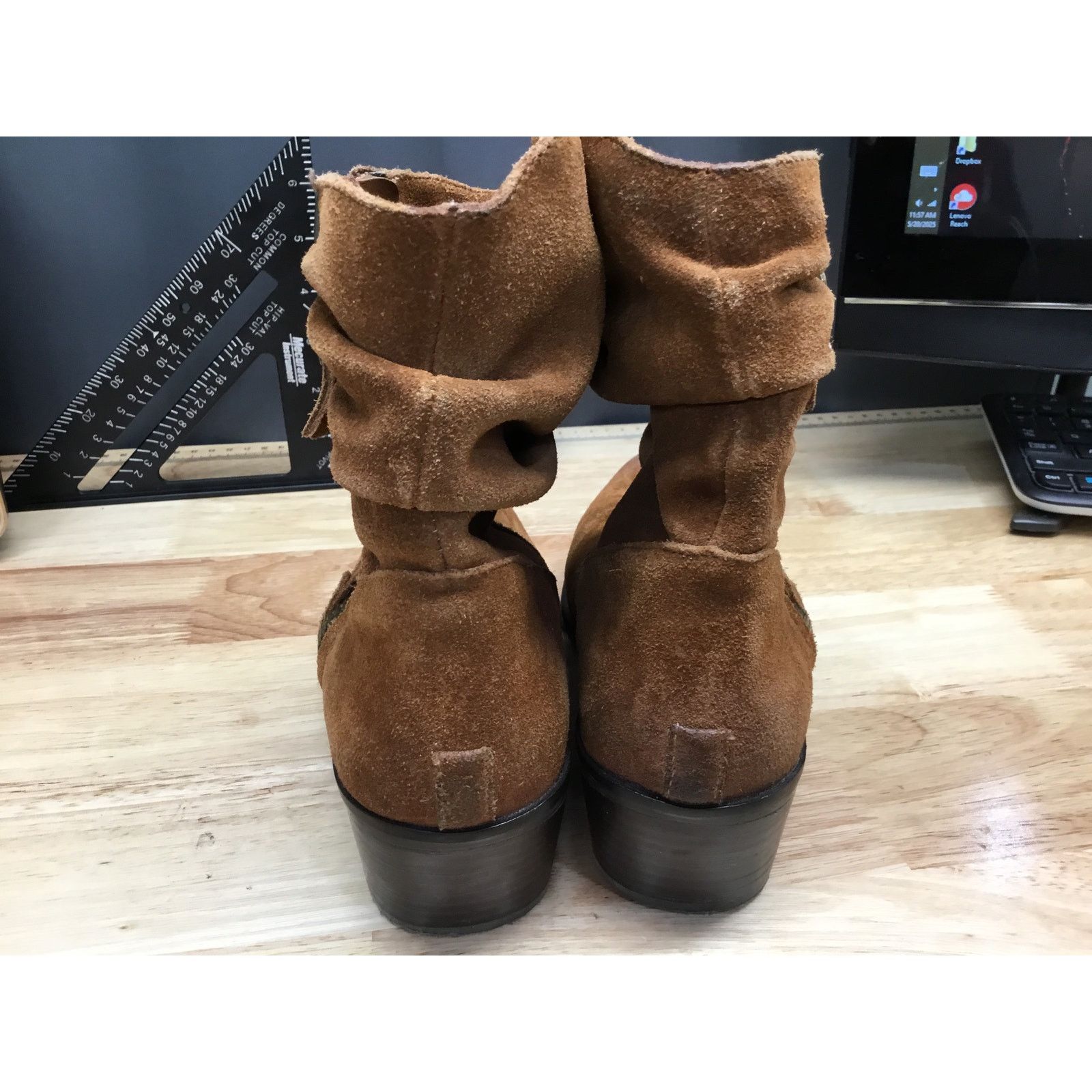 The Unbranded Brand Reba Ankle Boots Women's US 7.5M Brown Suede Leather Slouch Size US 7.5 / EU 40-41 - 3 Thumbnail