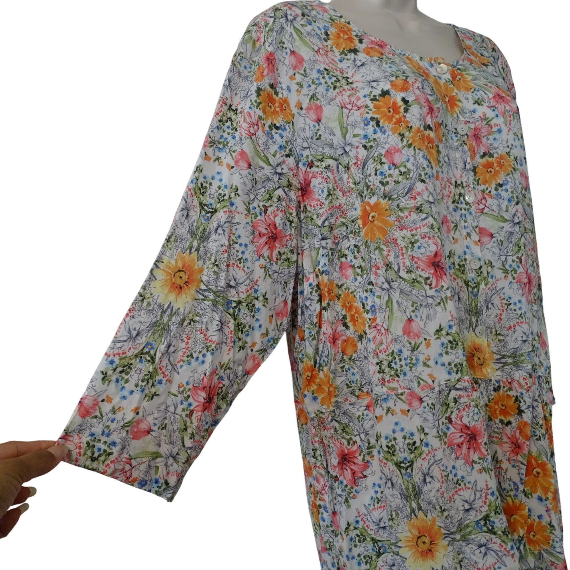 J. Jill J Jill Women Floral Peplum Button Front Tunic Top Size XL Size XL / US 12-14 / IT 48-50 - 4 Thumbnail