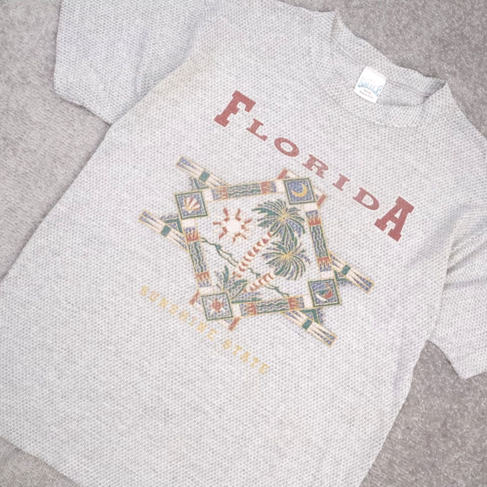 Vintage VINTAGE Florida USA Sunshine State T-Shirt Gray Short Sleeve Crew Neck M Men VTG 80s 90s Cotton Shirt Size US M / EU 48-50 / 2 - 6 Thumbnail