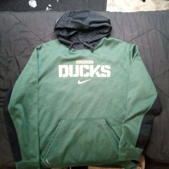 NCAA × Nike × Vintage Vintage Y2K Nike Therma-Fit Oregon Ducks Hoodie Sweatshirt Size US XL / EU 56 / 4 - 2 Thumbnail
