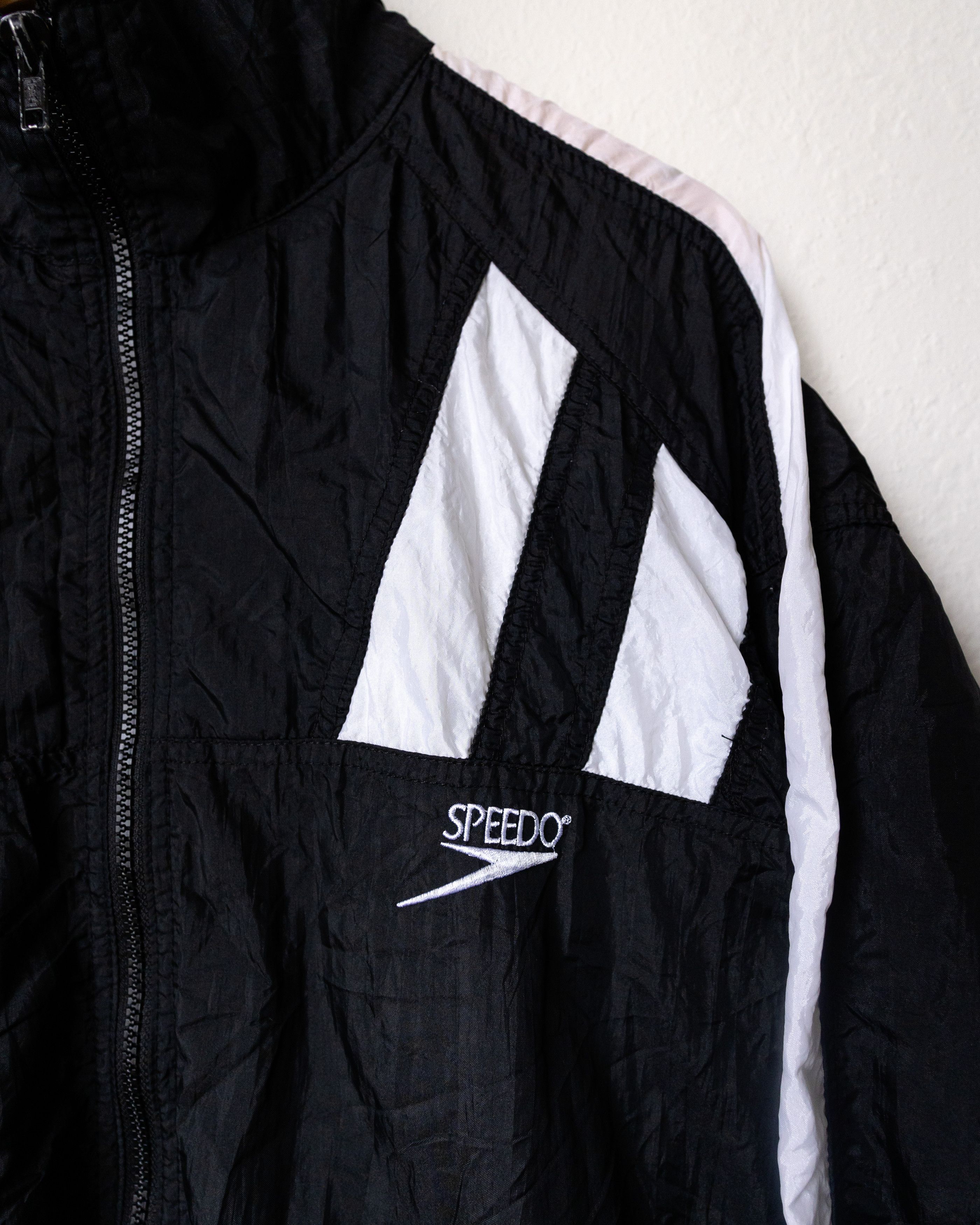 Made In Usa Speedo Vintage 90s Vintage Speedo Zip Up Windbreaker Jacket Black Grailed