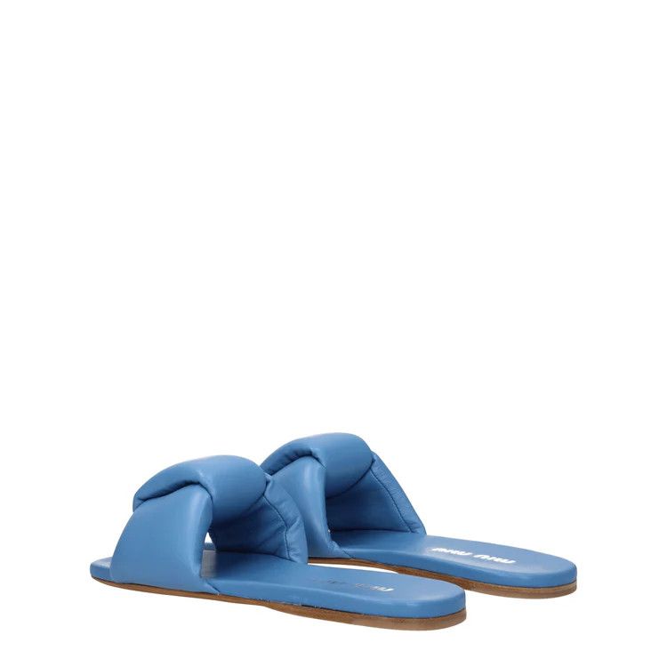 Miu Miu ob1o1e1124 Leather Slippers in Blue Size US 6 / IT 36 - 4 Thumbnail