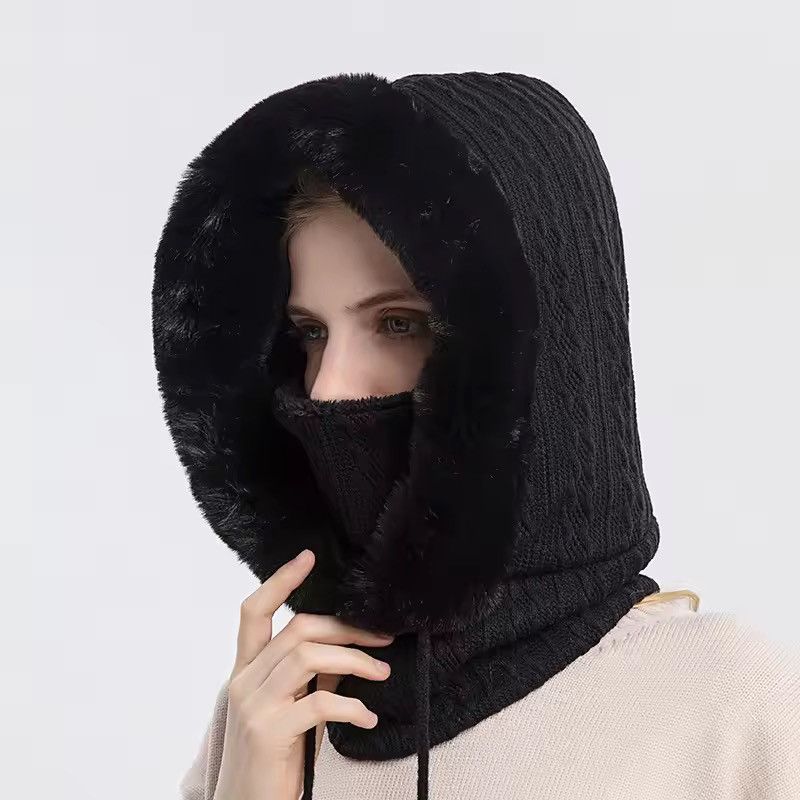 Japanese Brand Plush Faux Fur Lined Knit Balaclava Hood Size ONE SIZE - 2 Thumbnail